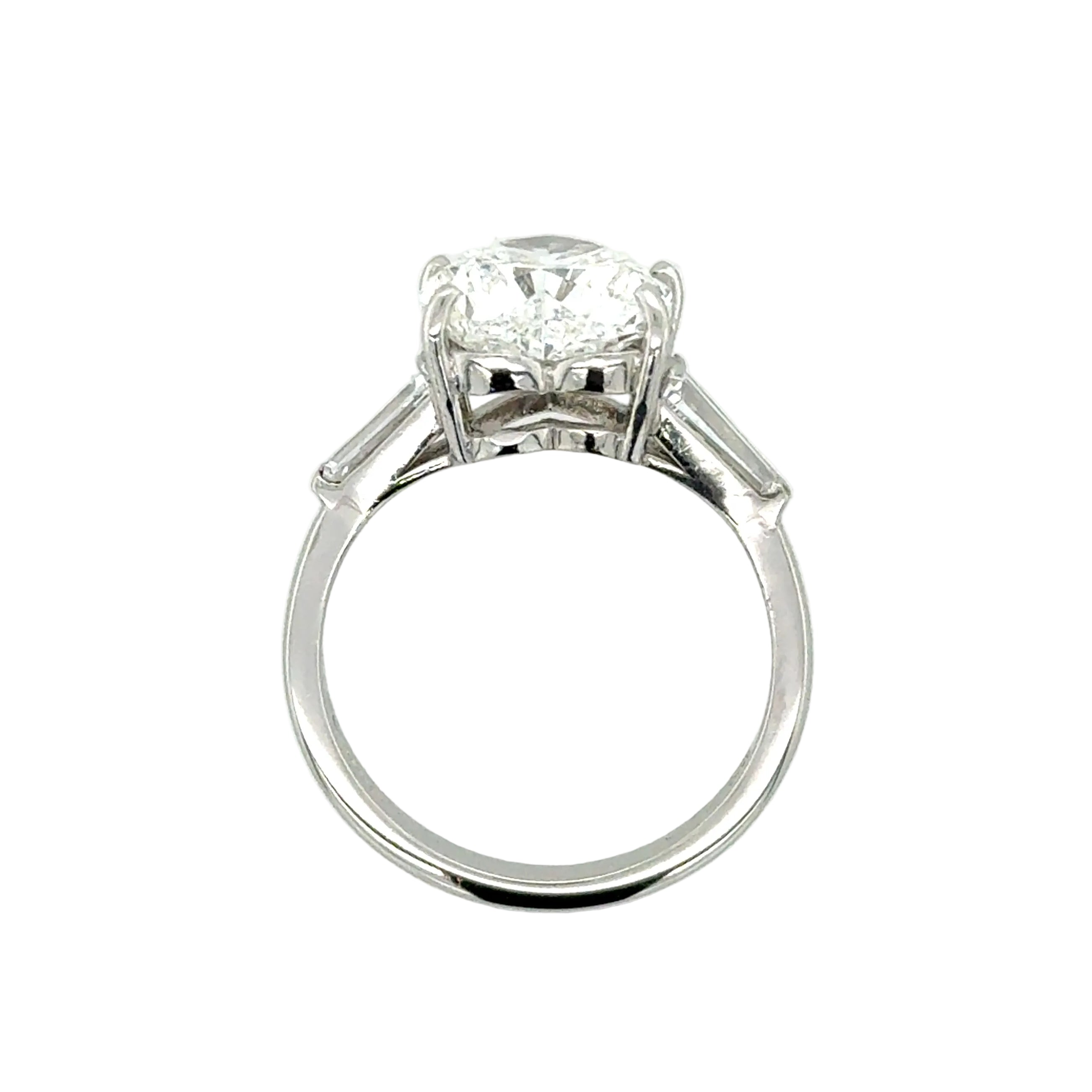 Platinum 3.01ct Heart Brilliant Cut Natural Diamond Single Stone Ring G SI2