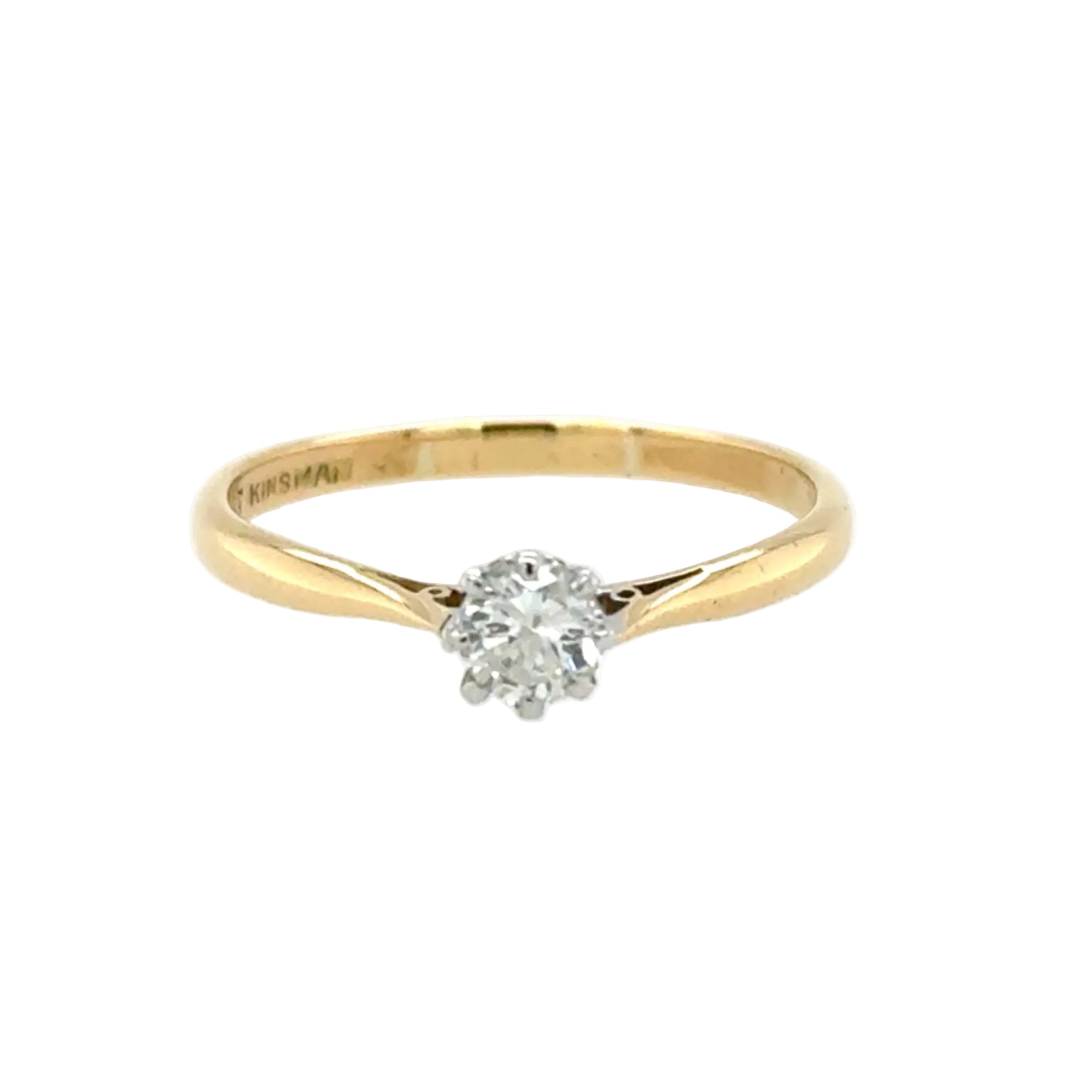 Vintage 0.33ct Round Brilliant Cut Diamond Solitaire Ring 18ct Yellow Gold & Platinum
