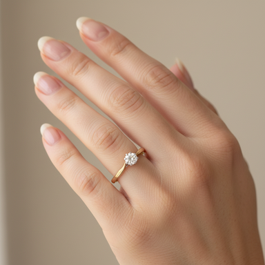 Vintage 0.33ct Round Brilliant Cut Diamond Solitaire Ring 18ct Yellow Gold & Platinum