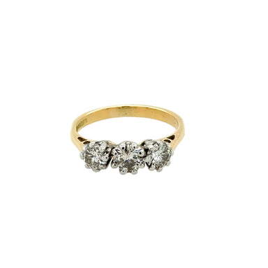 Vintage 1.00ct Diamond Three Stone Ring 18ct Yellow Gold Birmingham 1995