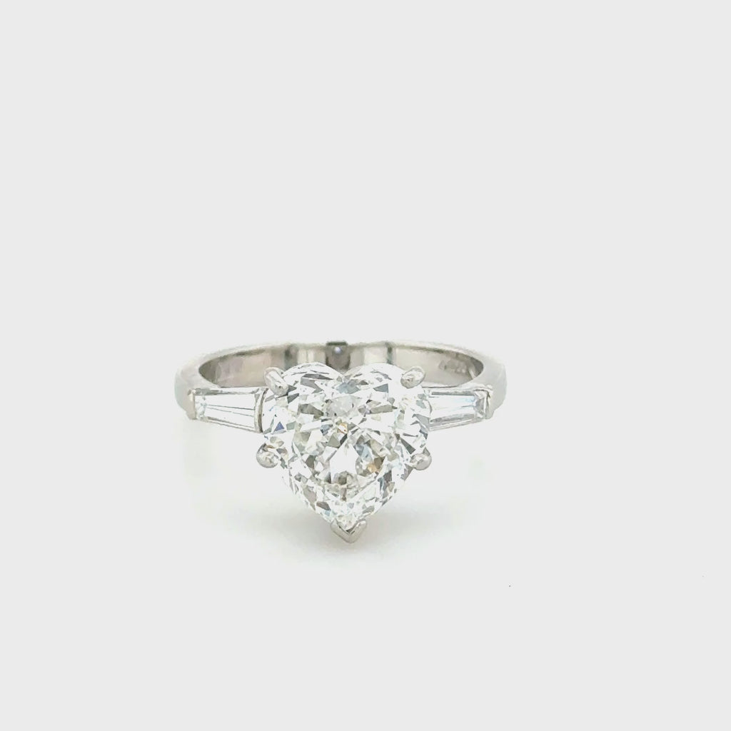 Platinum 3.01ct Heart Brilliant Cut Natural Diamond Single Stone Ring G SI2
