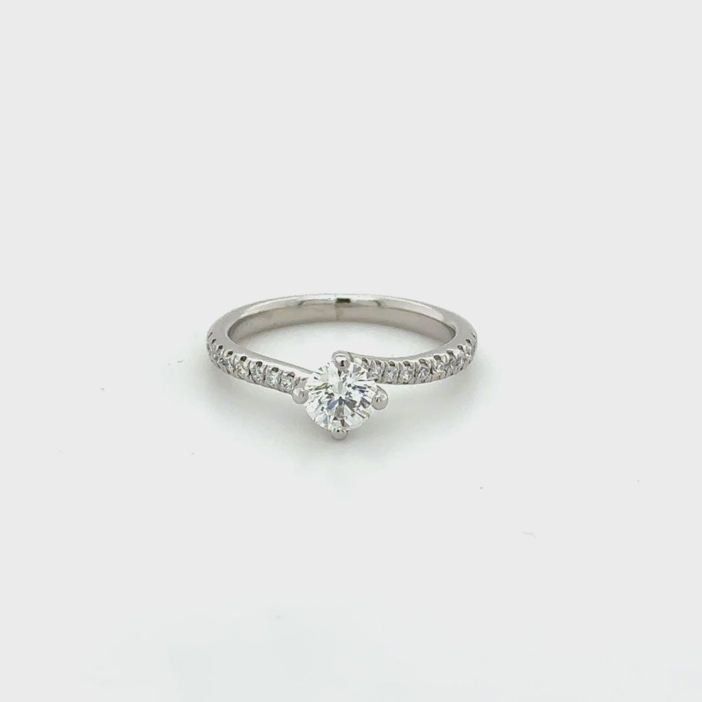 Platinum 0.52ct Round Brilliant Cut Diamond Single Stone Twist Ring GIA Certified