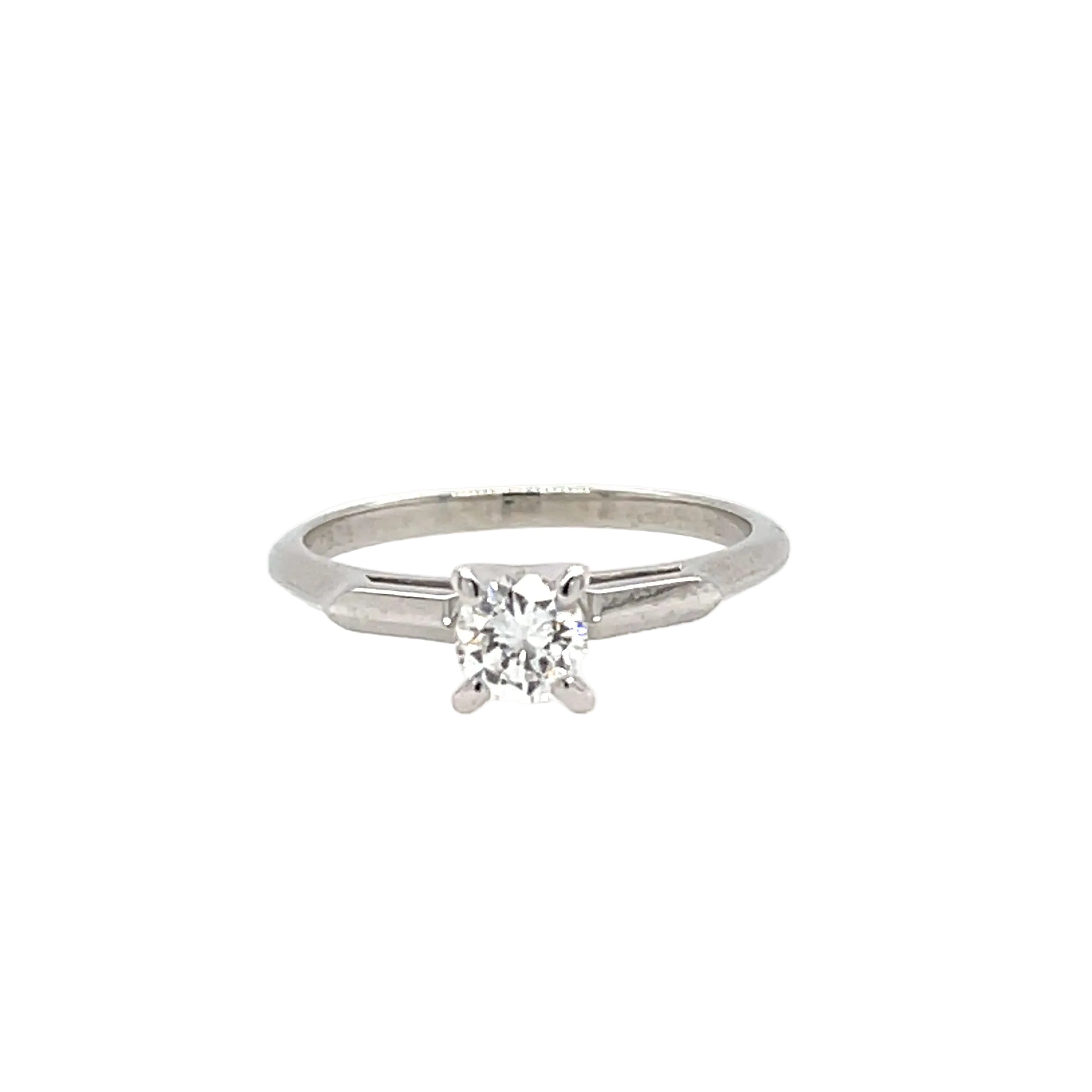 18ct White Gold 0.34ct Round Brilliant Cut Diamond Solitaire Engagement Ring Certified F VVS
