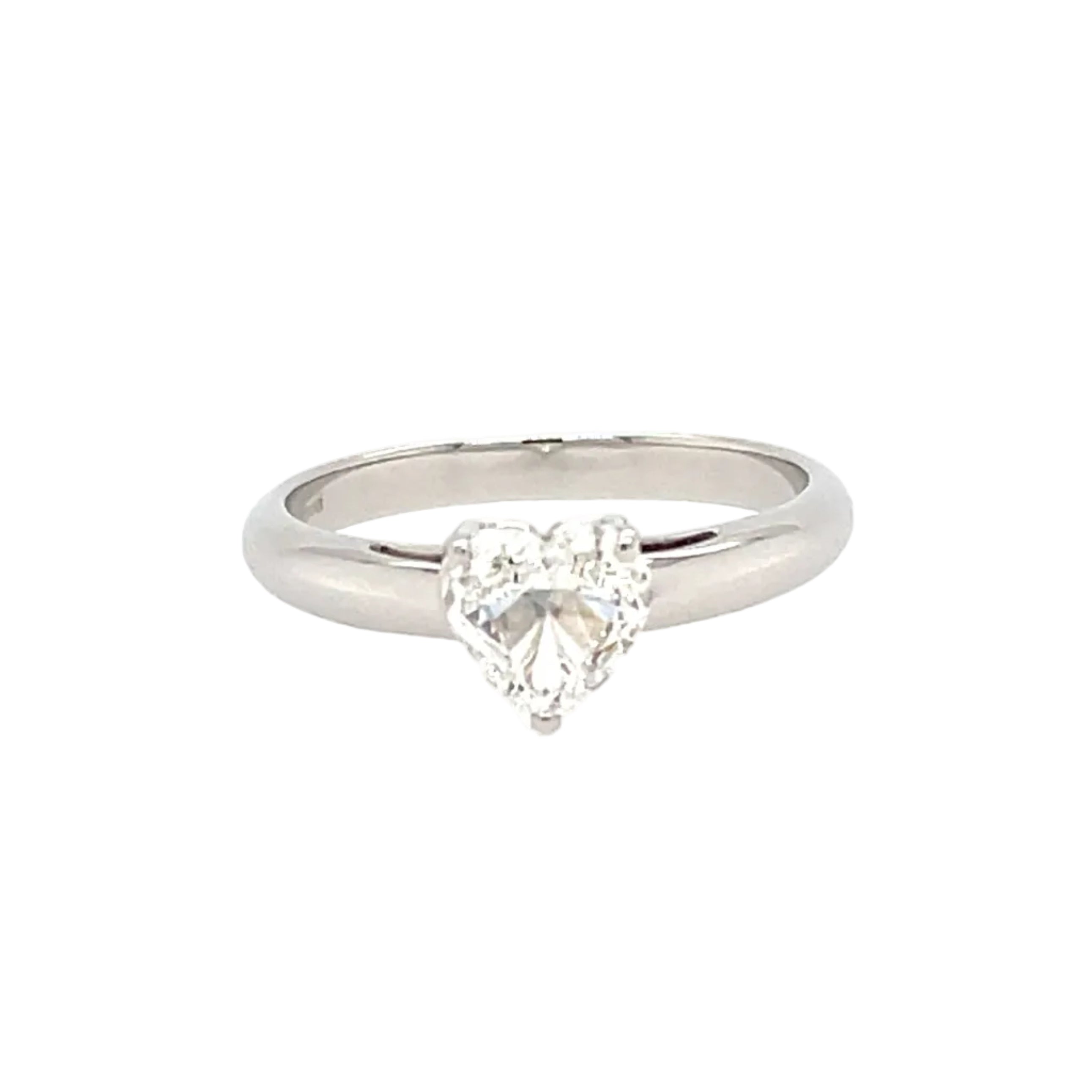18ct White Gold 0.71ct Heart Cut Diamond Solitaire Engagement Ring Certified F VS2