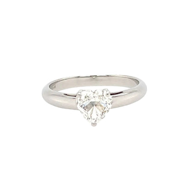 18ct White Gold 0.71ct Heart Cut Diamond Solitaire Engagement Ring Certified F VS2