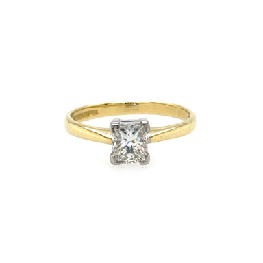 18ct Yellow Gold 0.61ct Princess Cut Diamond Solitaire Engagement Ring Certified G VVS