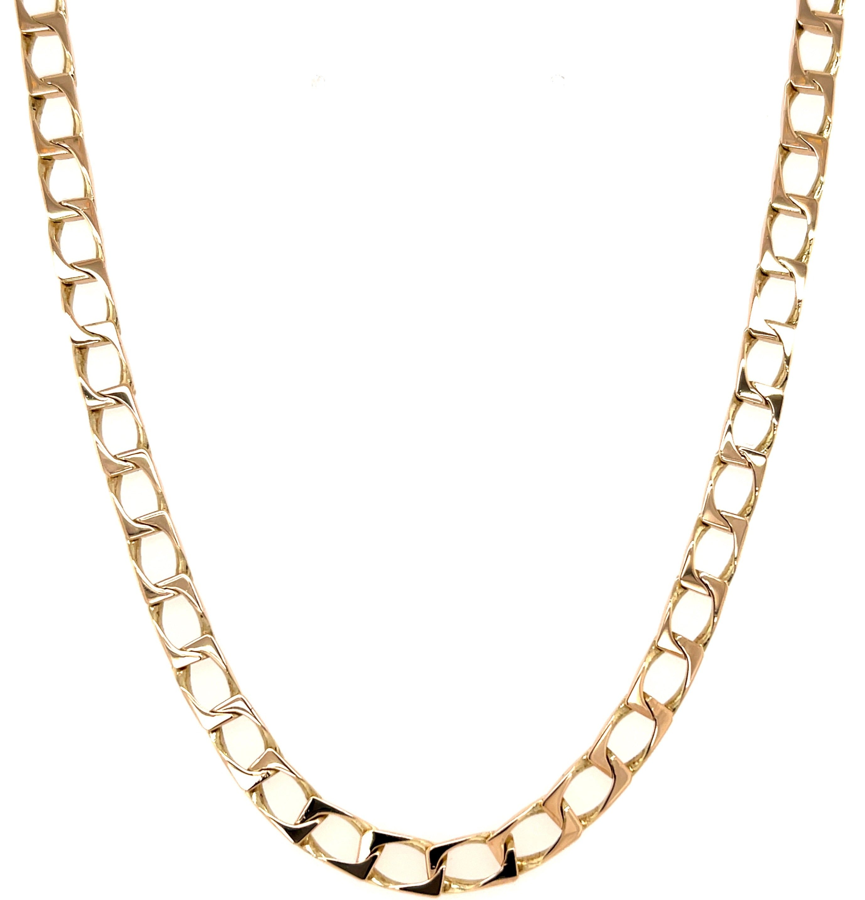 9ct Yellow Gold 28 Inch Square Curb Link Chain - 28.92g