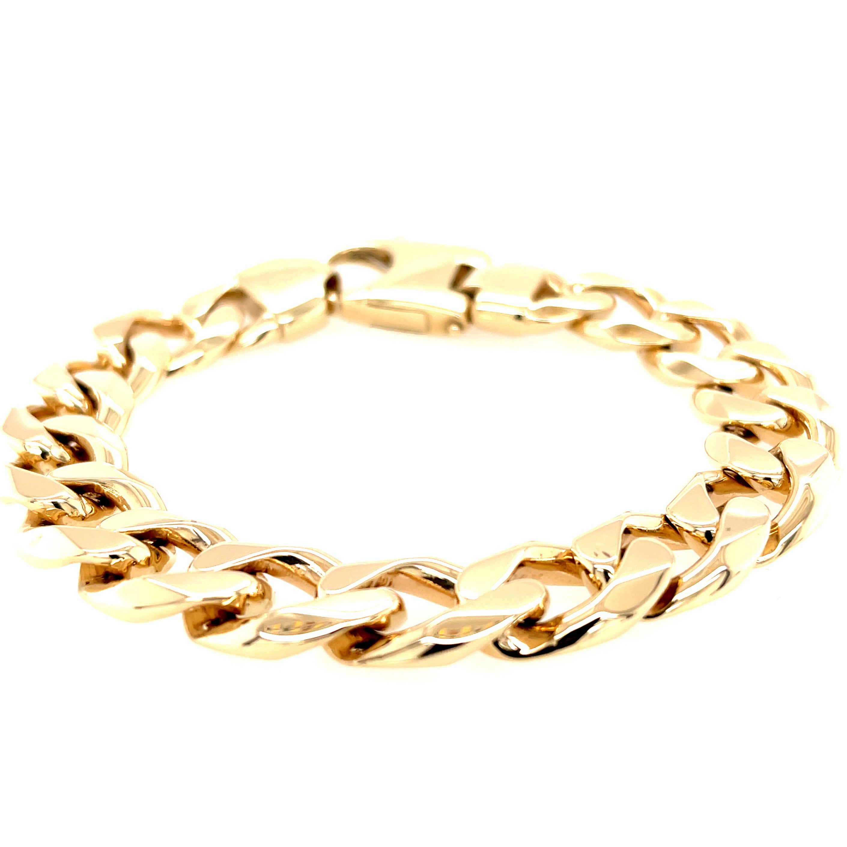 9ct Yellow Gold 9.25" Heavy Curb Link Bracelet - 91.60g