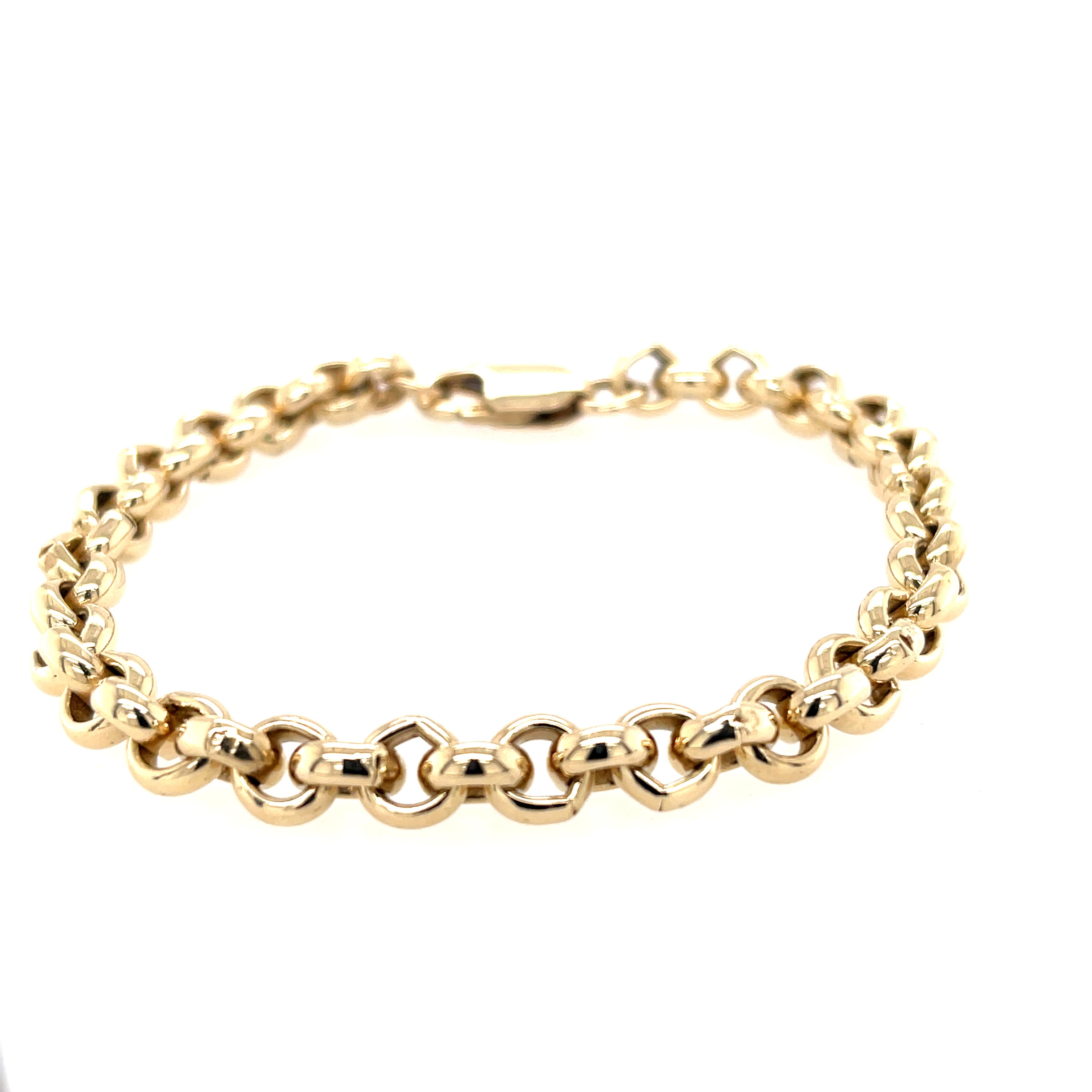 9ct Yellow Gold 8” Belcher Link Bracelet - 28.42g