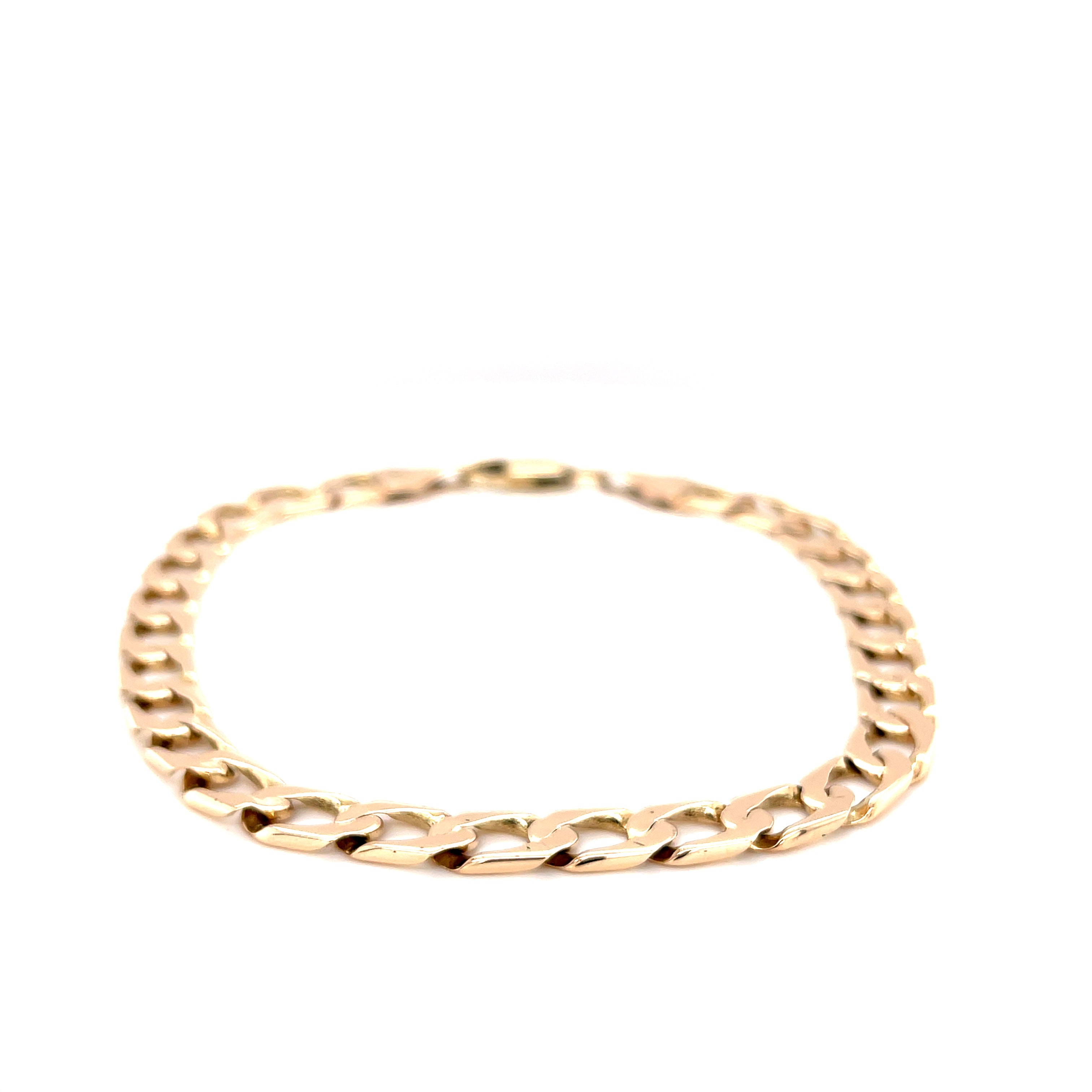 9ct Yellow Gold 9" Square Curb Link Bracelet - 14.10g