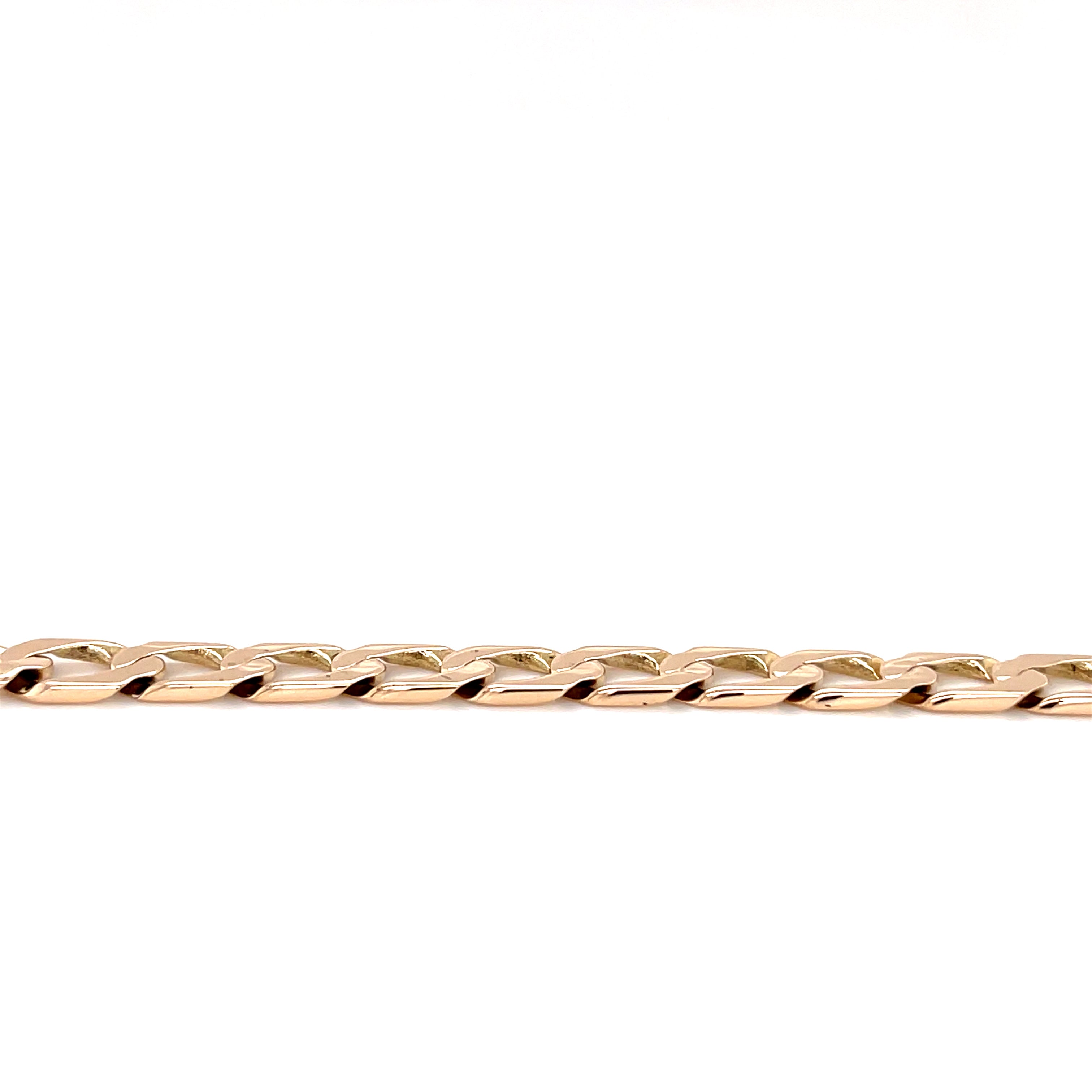 9ct Yellow Gold 9" Square Curb Link Bracelet - 14.10g