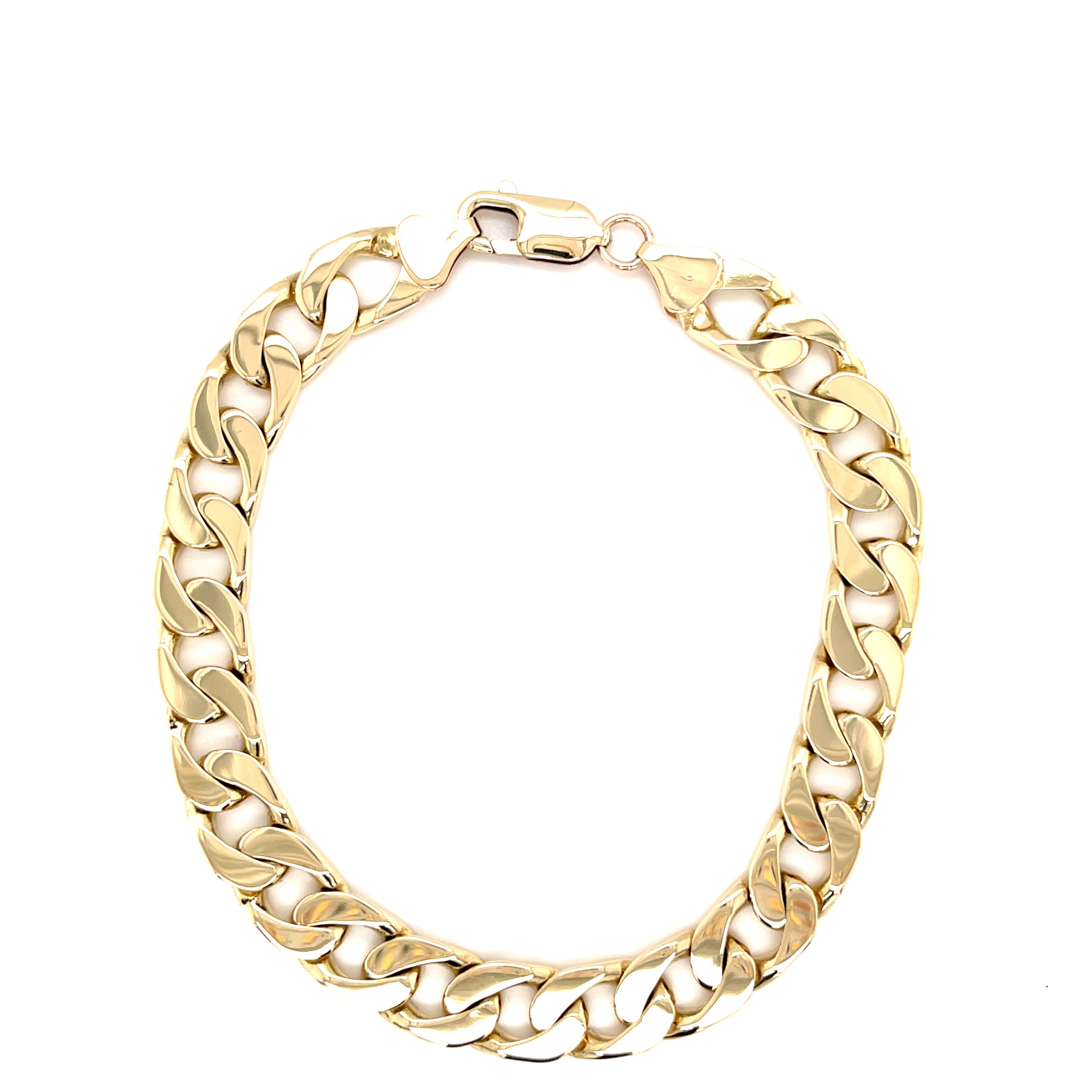 9ct Yellow Gold 9.50" Flat Edge Curb Link Bracelet - 34.00g SOLD