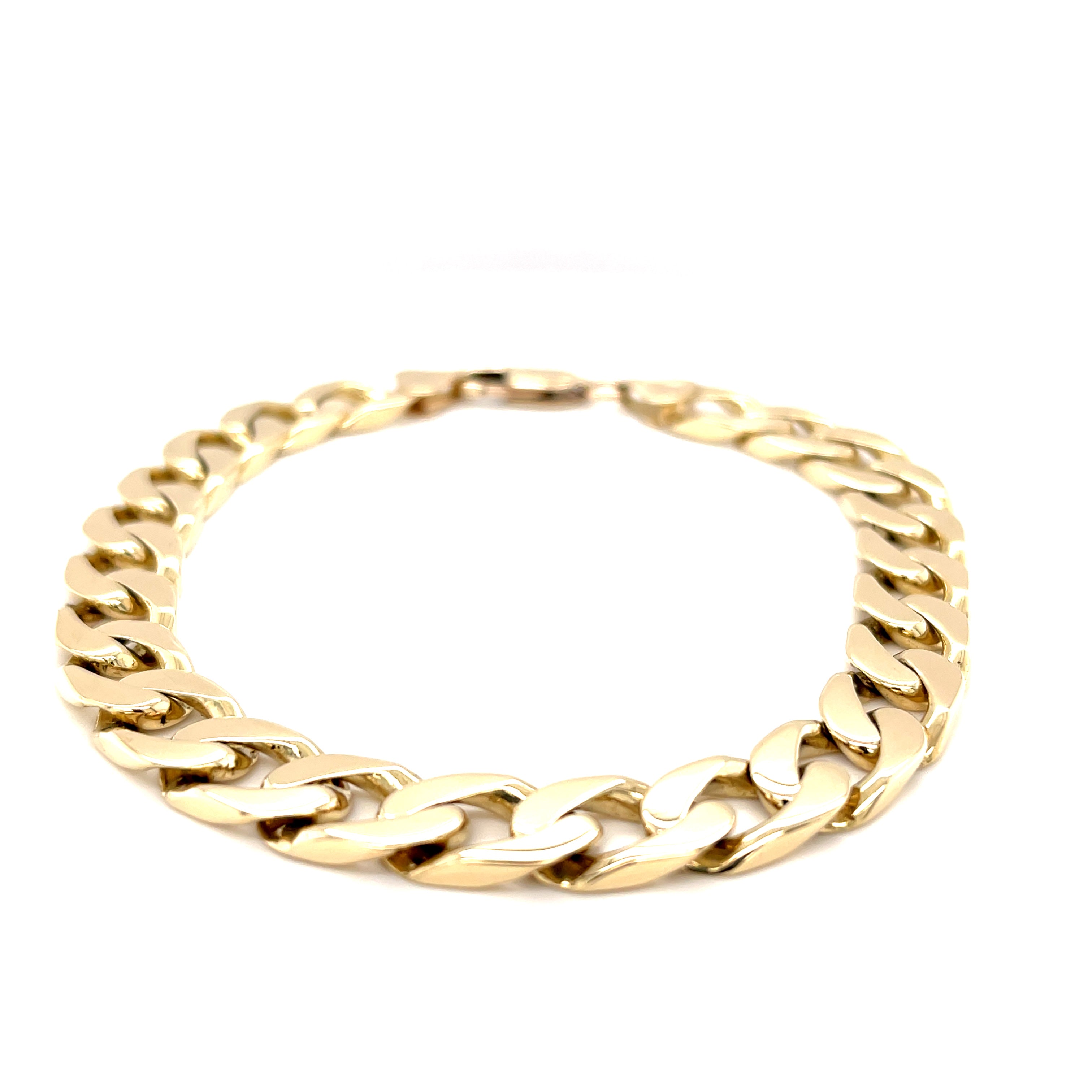 9ct Yellow Gold 9.50" Flat Edge Curb Link Bracelet - 34.00g SOLD