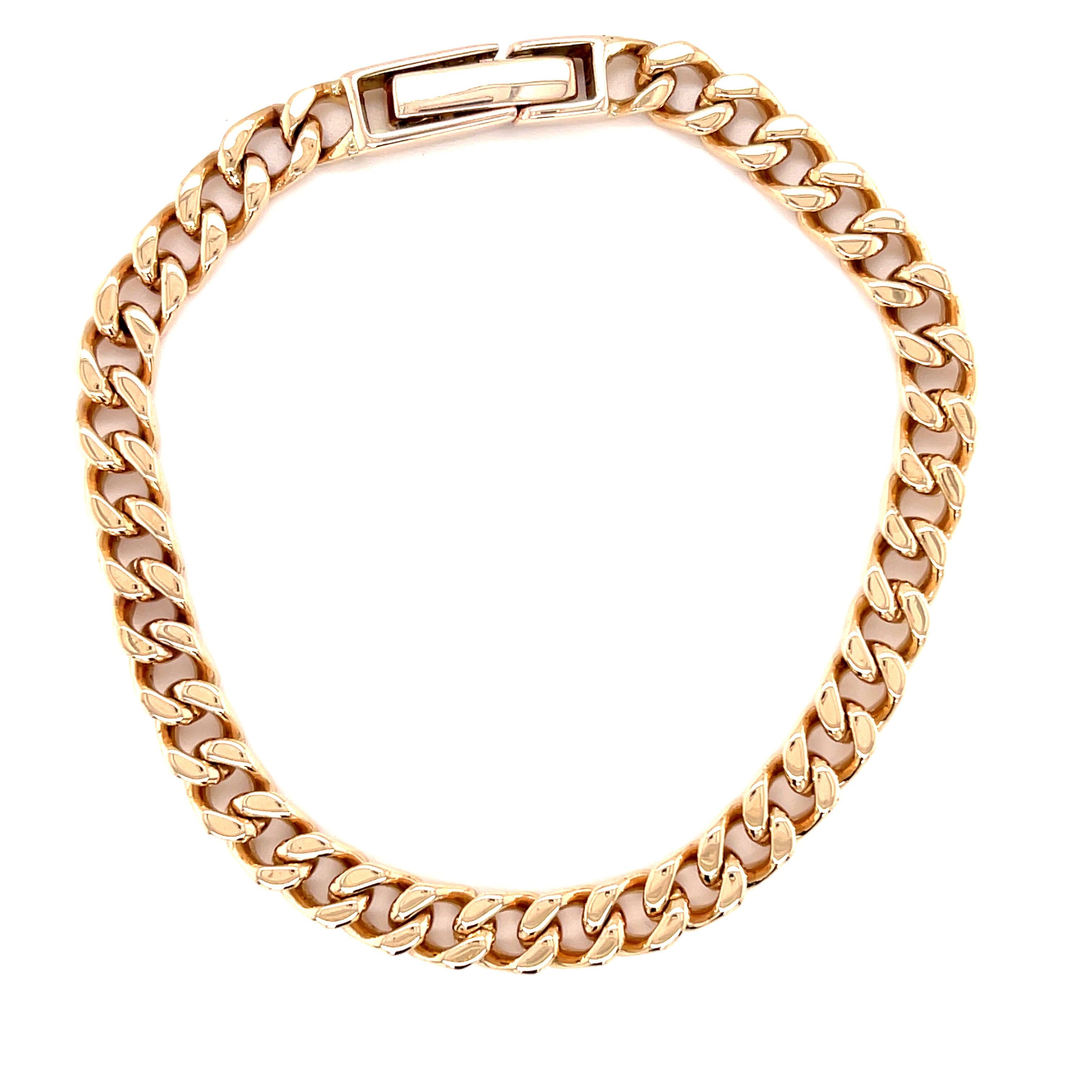 9ct Yellow Gold Flat Edge Curb Link Bracelet — Louis