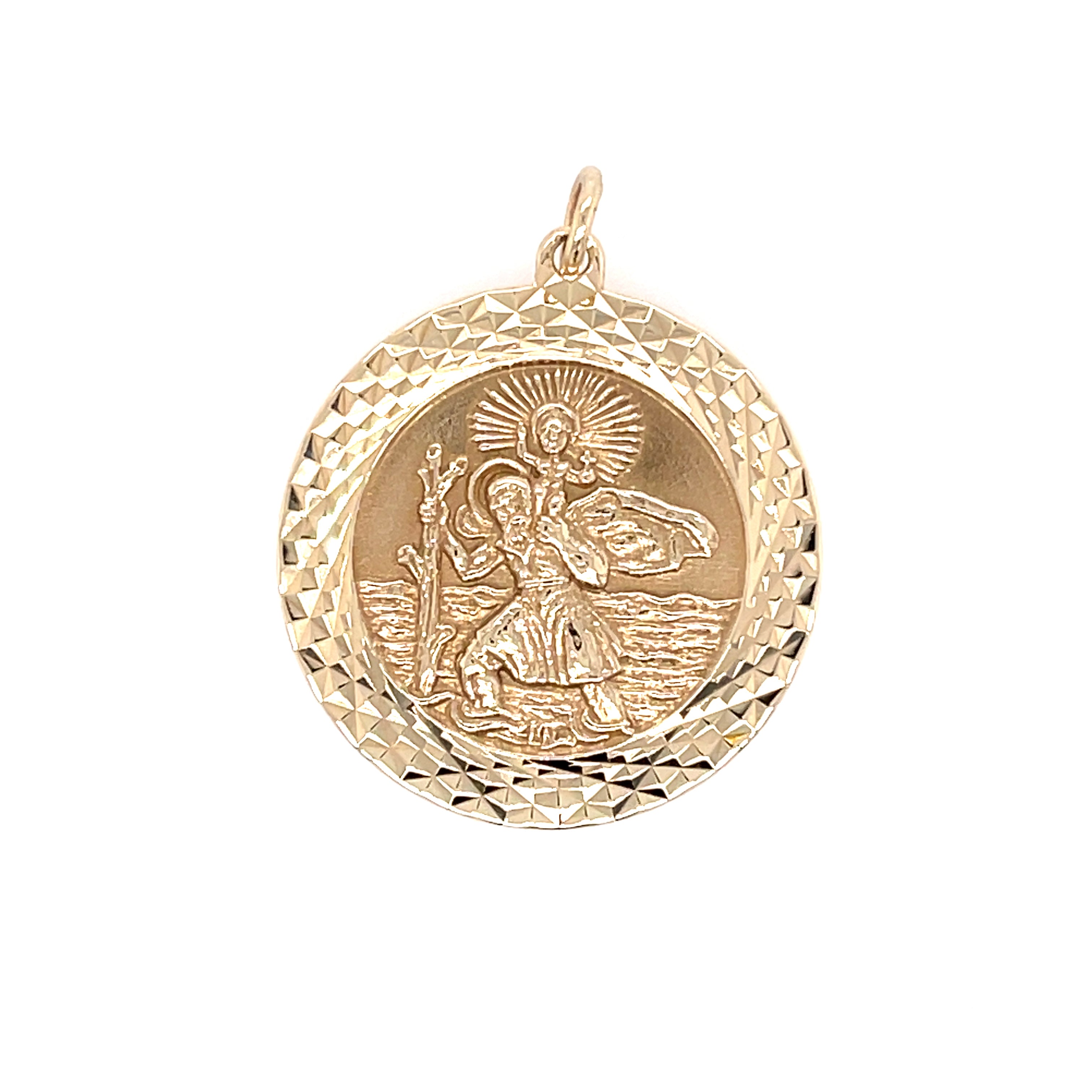 9ct Yellow Gold Round St Christopher Pendant - 4.70g SOLD