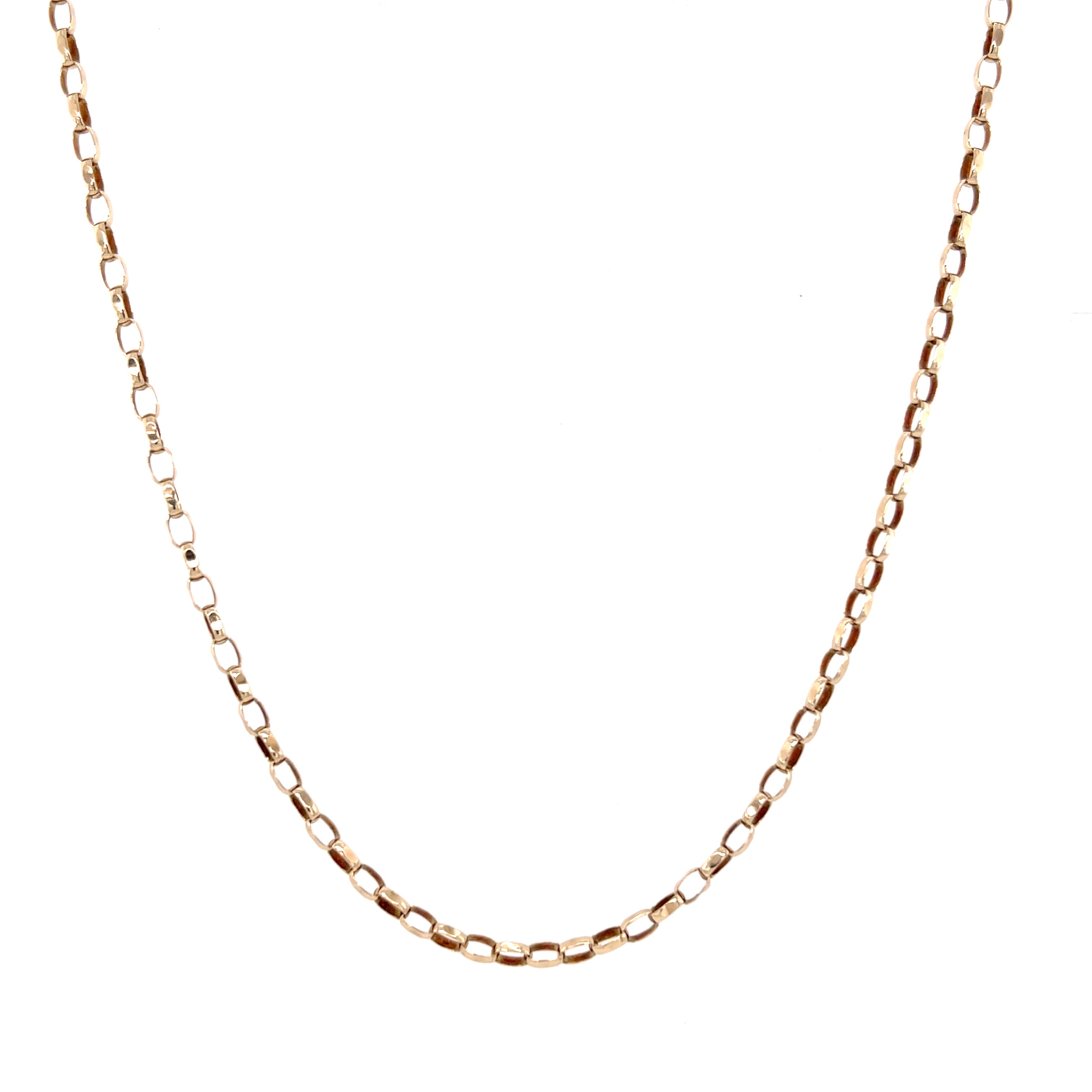 9ct Yellow Gold Oval Link 20" Diamond Cut Belcher Chain - 3.92g SOLD