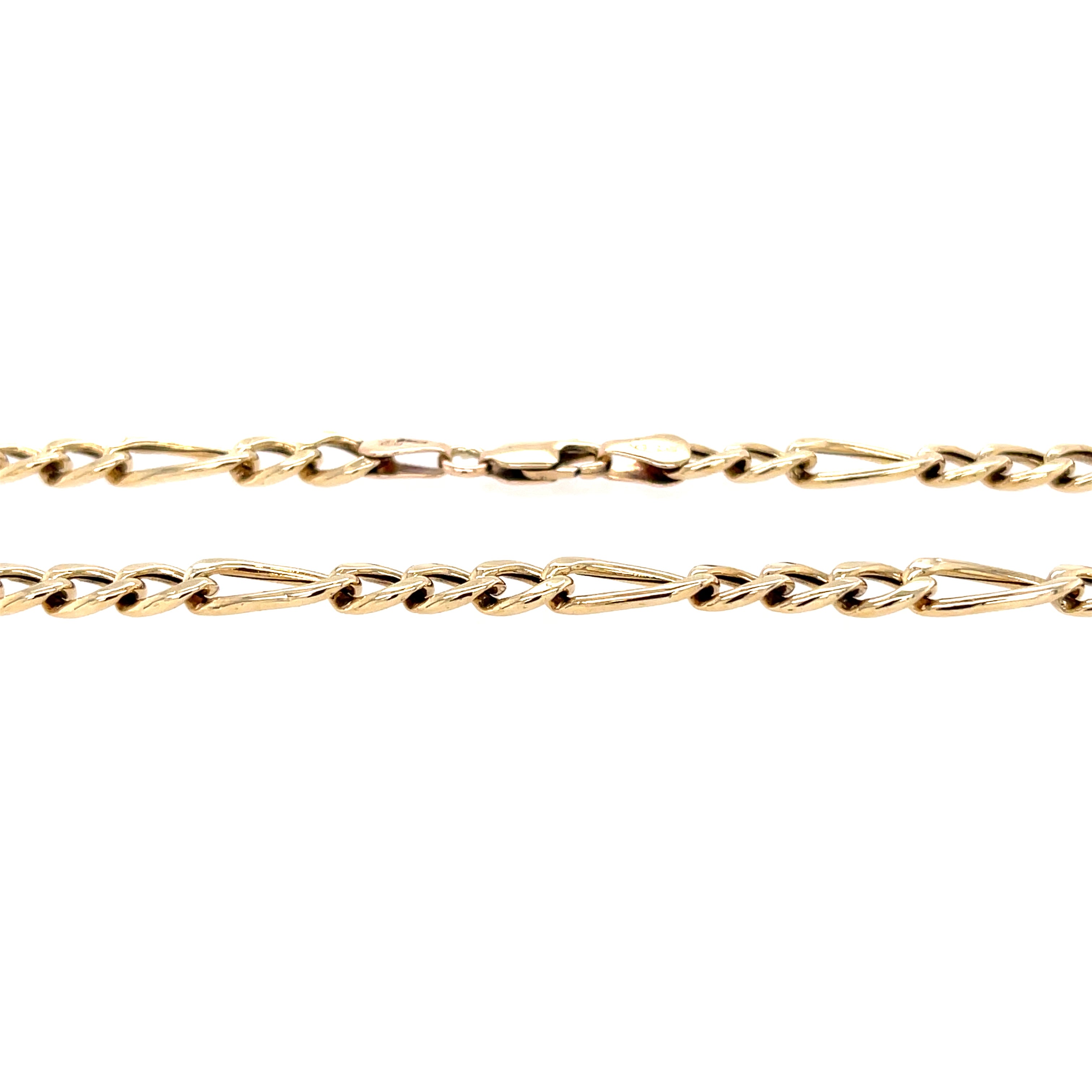 9ct Yellow Gold 20 Inch Hollow Link Figaro Chain - 9.25g