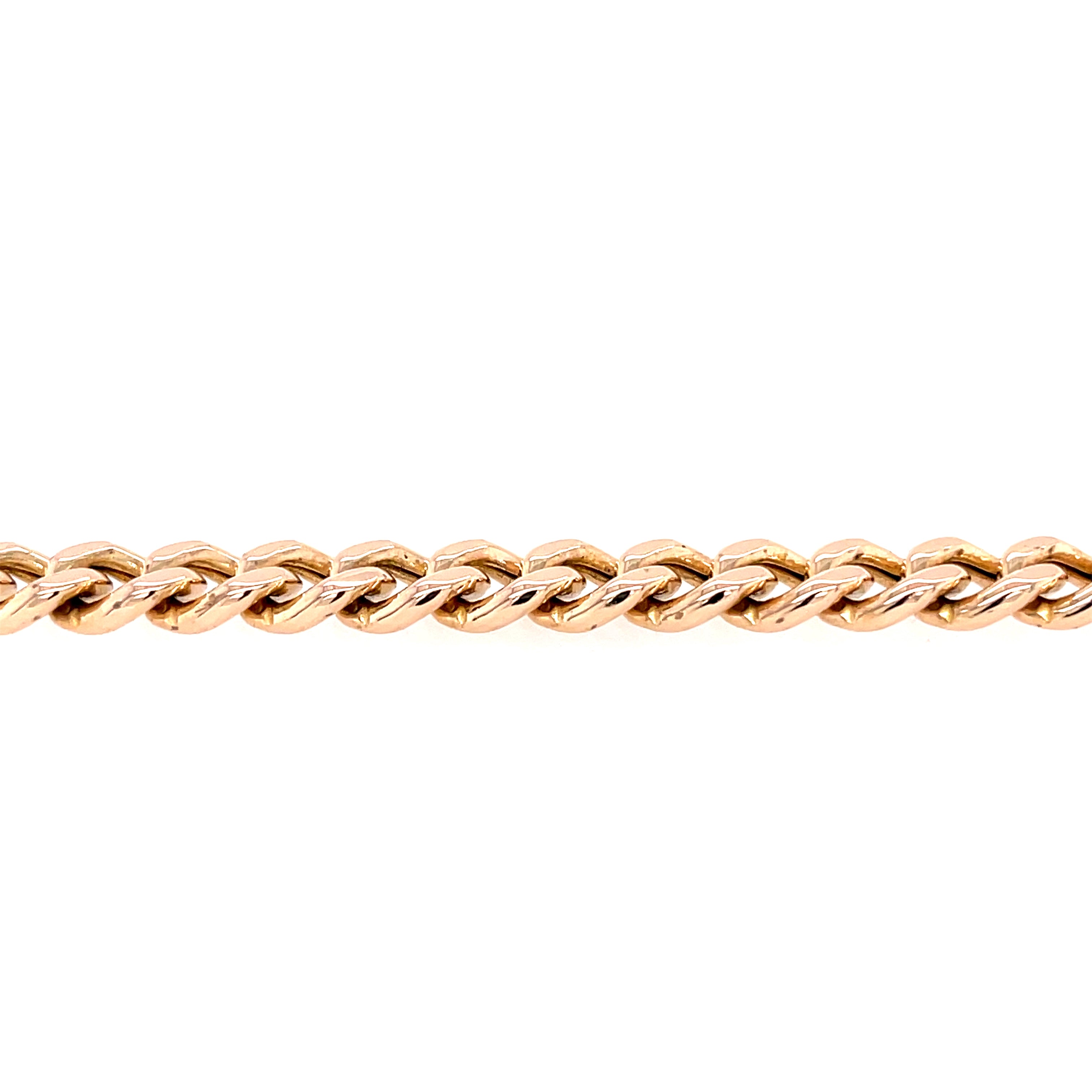 9ct Yellow Gold 8 Inch Hollow Vintage Curb Link Bracelet - 10.05g
