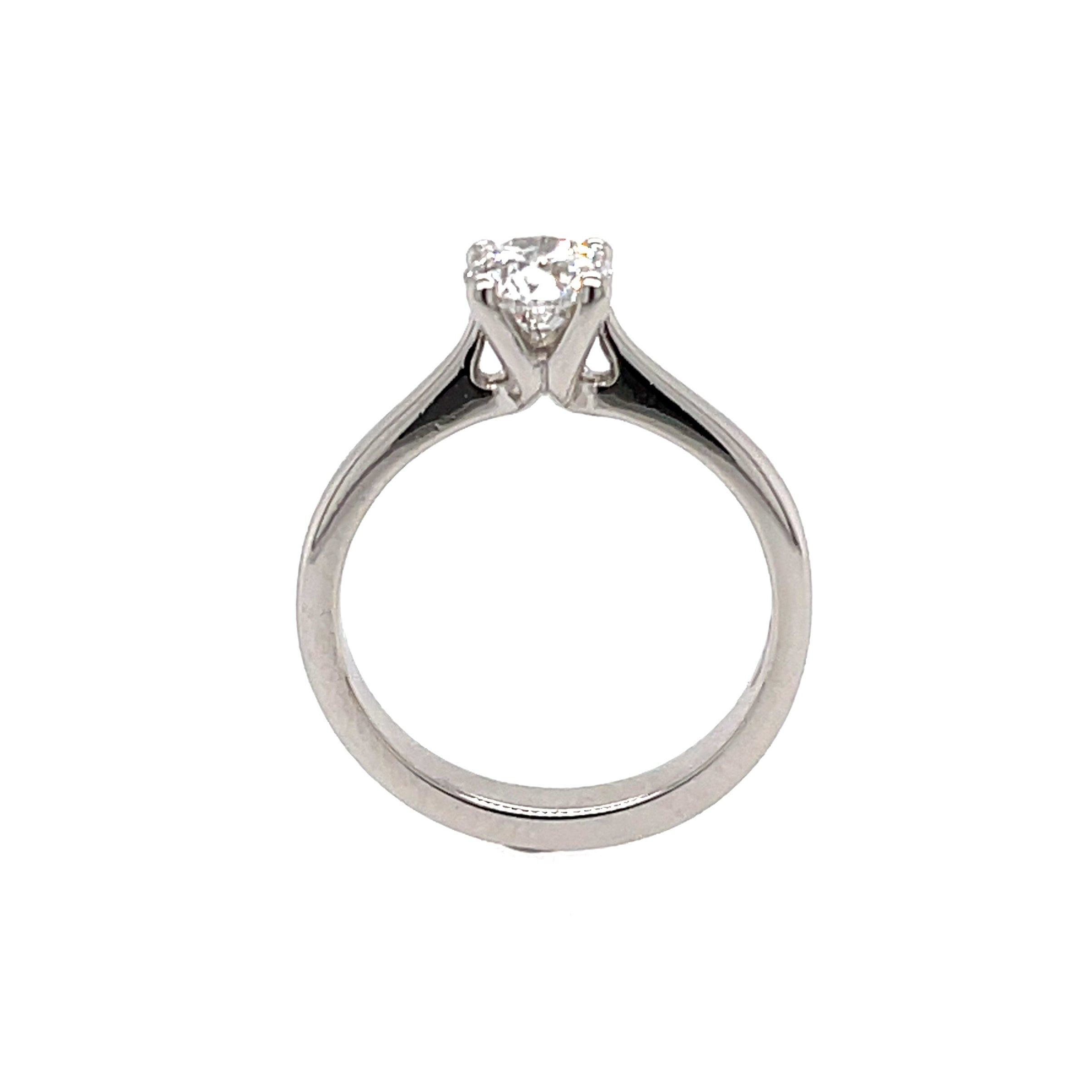Platinum 0.60ct Round Brilliant Cut Diamond Solitaire Engagement Ring Certified F I1