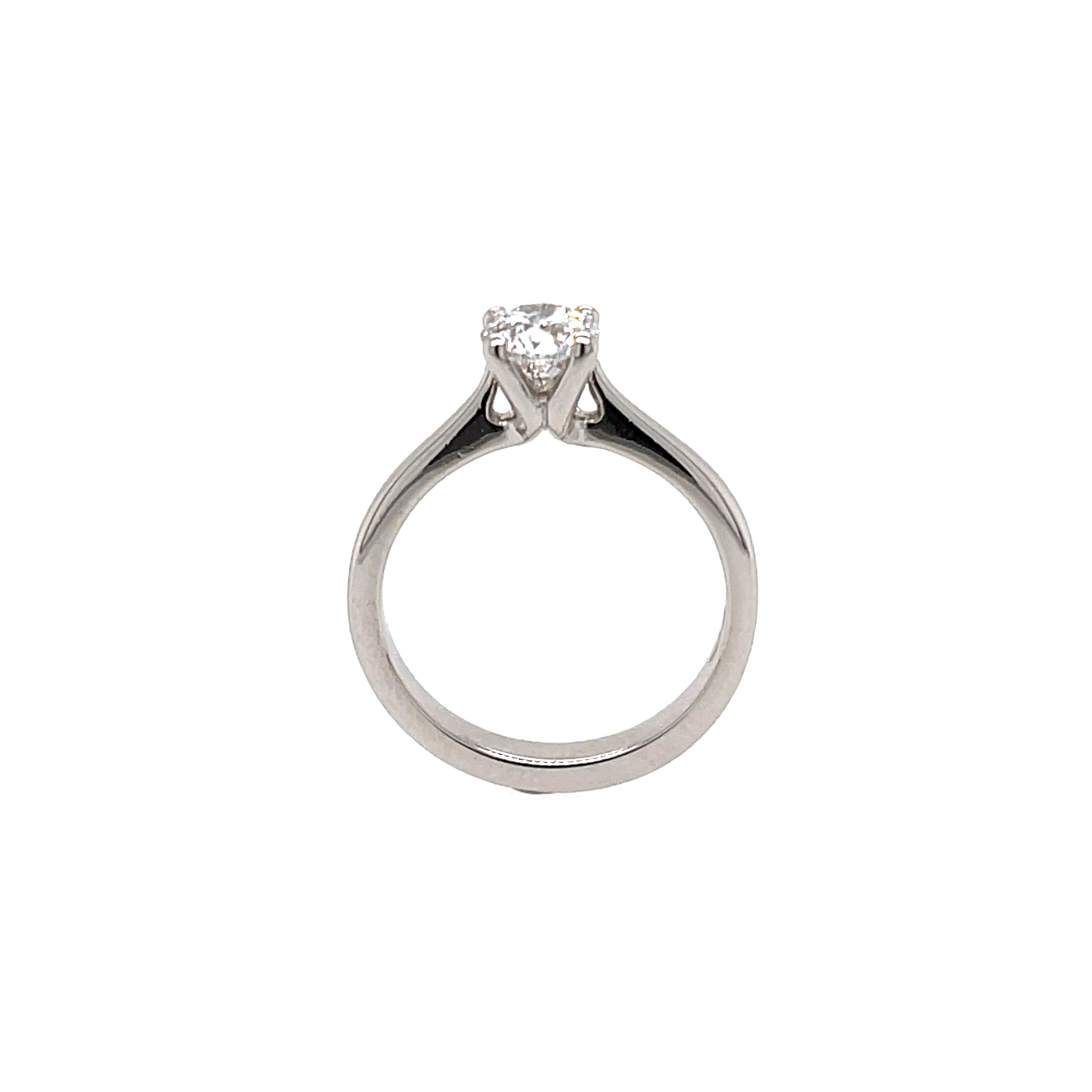 Platinum 0.60ct Round Brilliant Cut Diamond Solitaire Engagement Ring Certified F I1