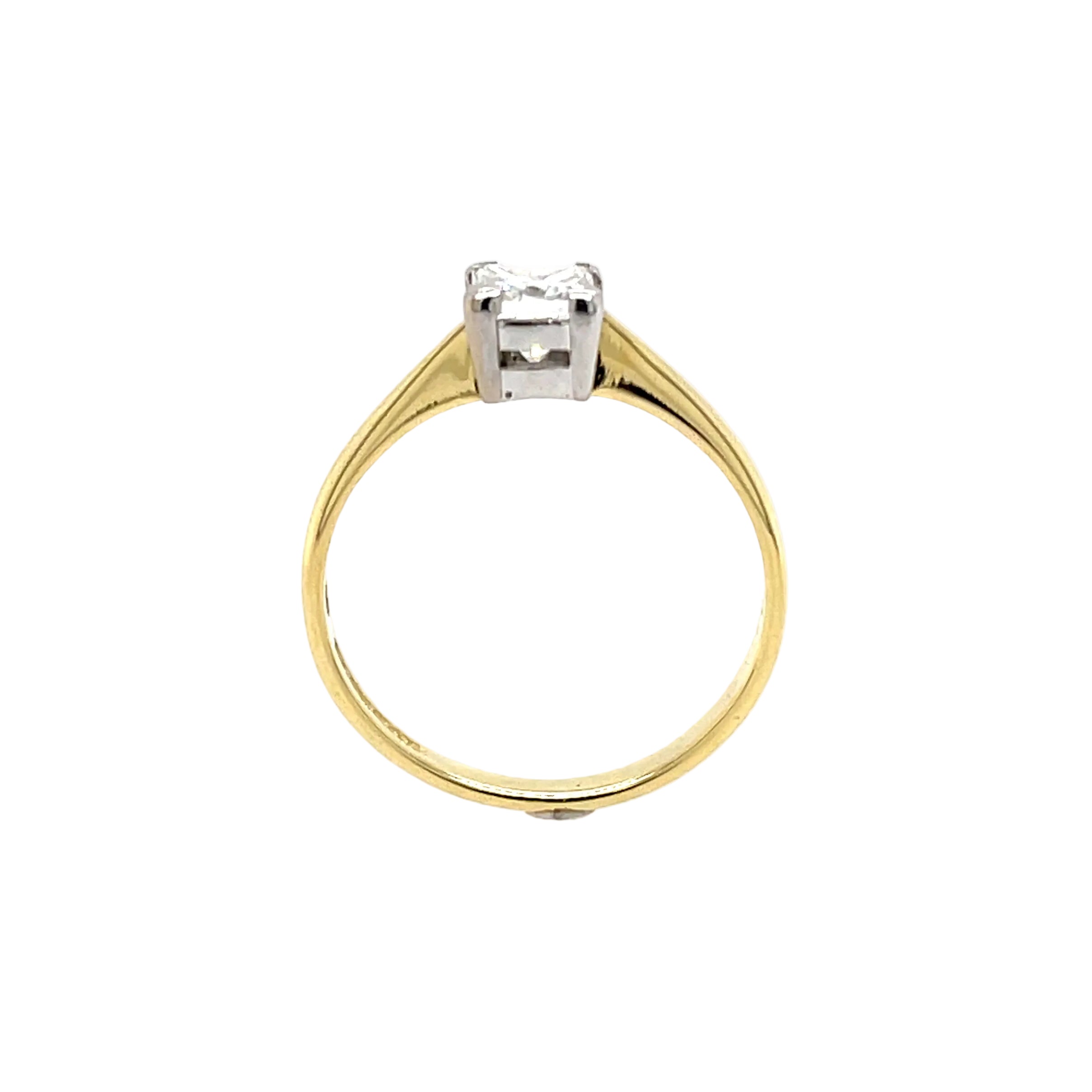 18ct Yellow Gold 0.61ct Princess Cut Diamond Solitaire Engagement Ring Certified G VVS