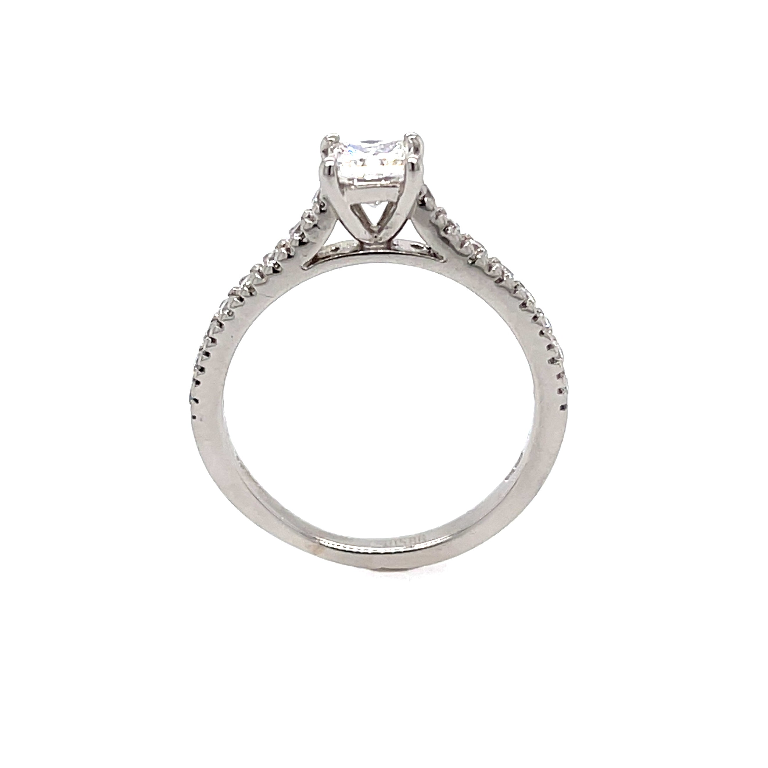 Platinum 0.67ct Princess Cut Diamond Solitaire Engagement Ring Certified D VS