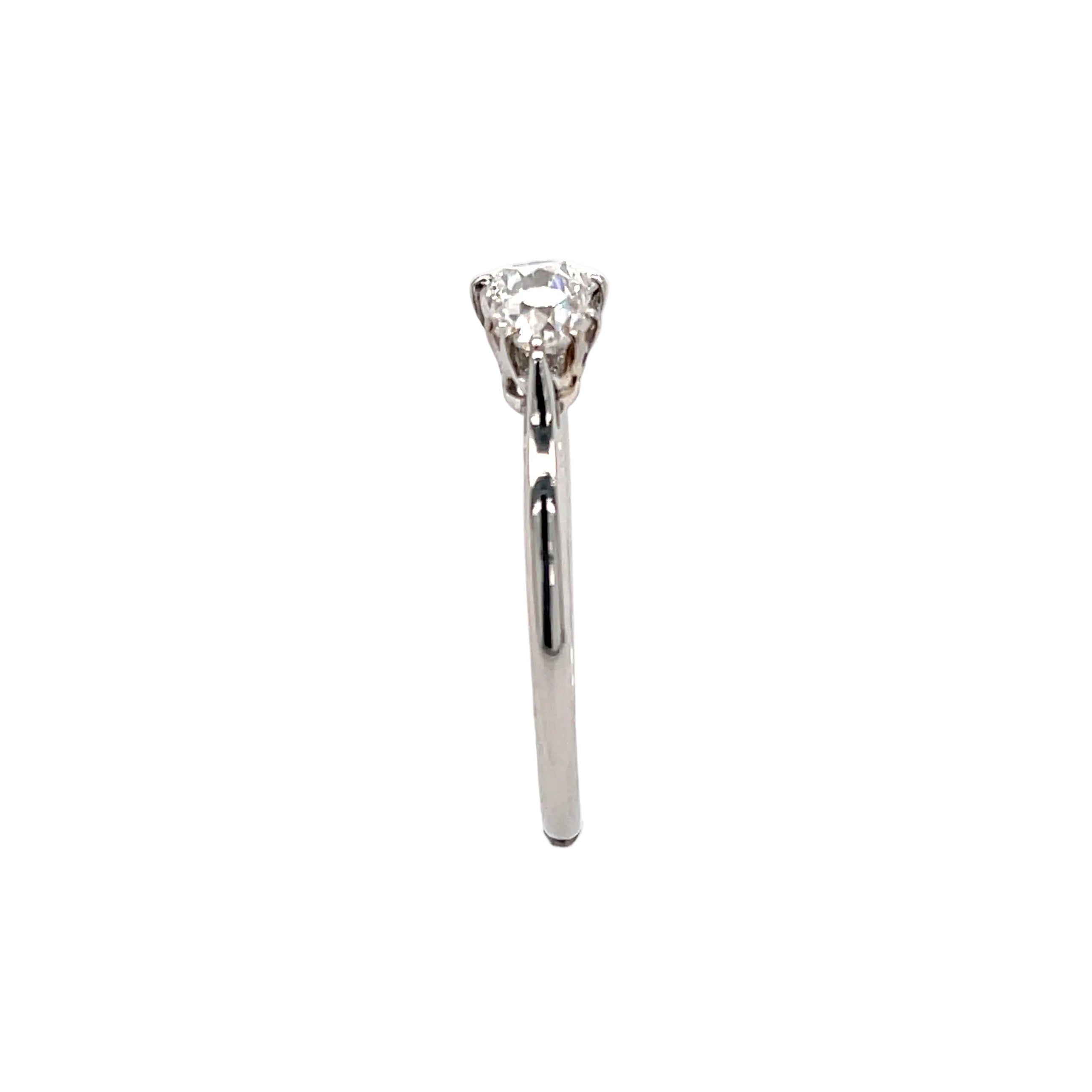 Antique Platinum 1.00ct Old European Cut Diamond Three Stone Ring Certified