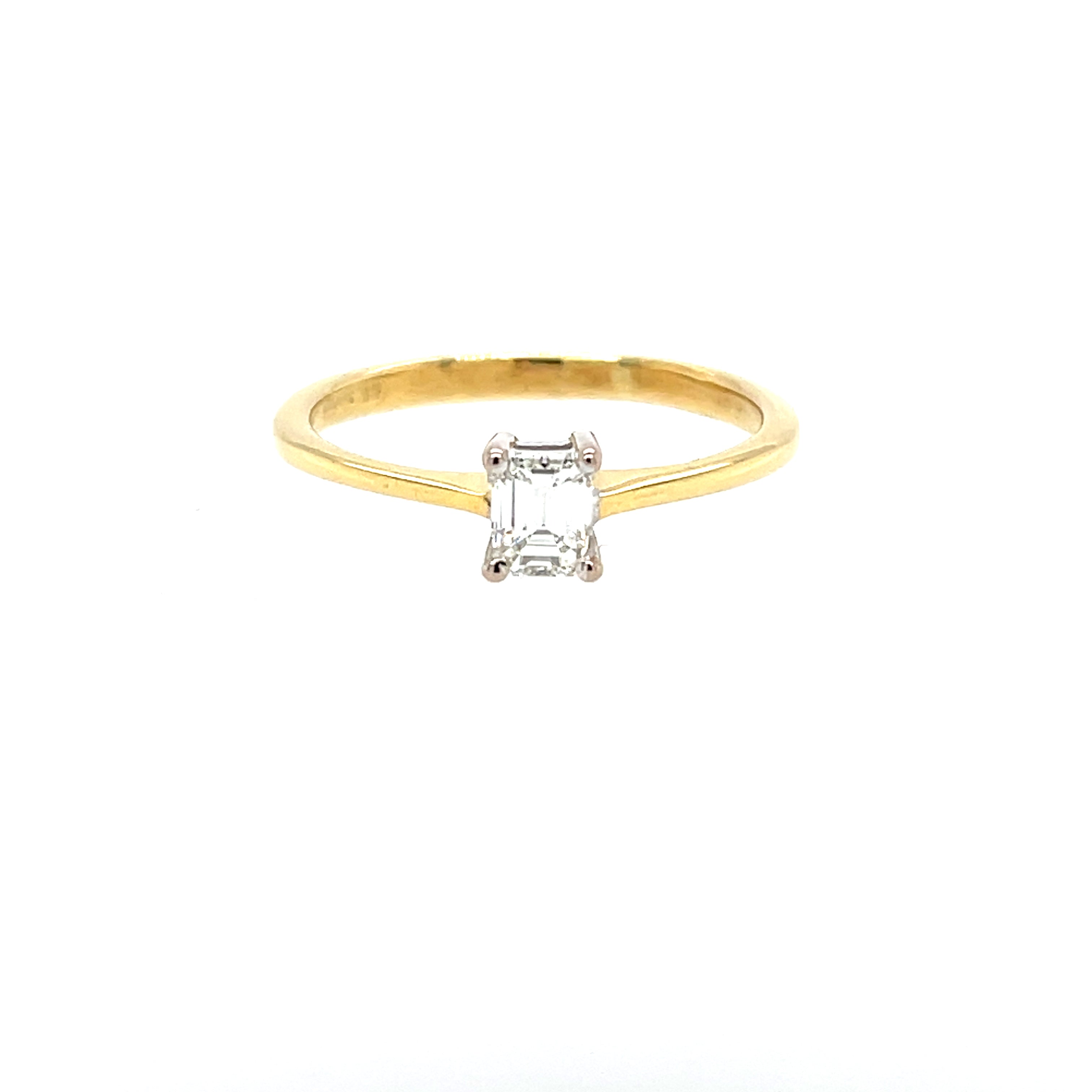 18ct Yellow Gold 0.33ct Emerald Cut Diamond Solitaire Engagement Ring Certified I SI SOLD