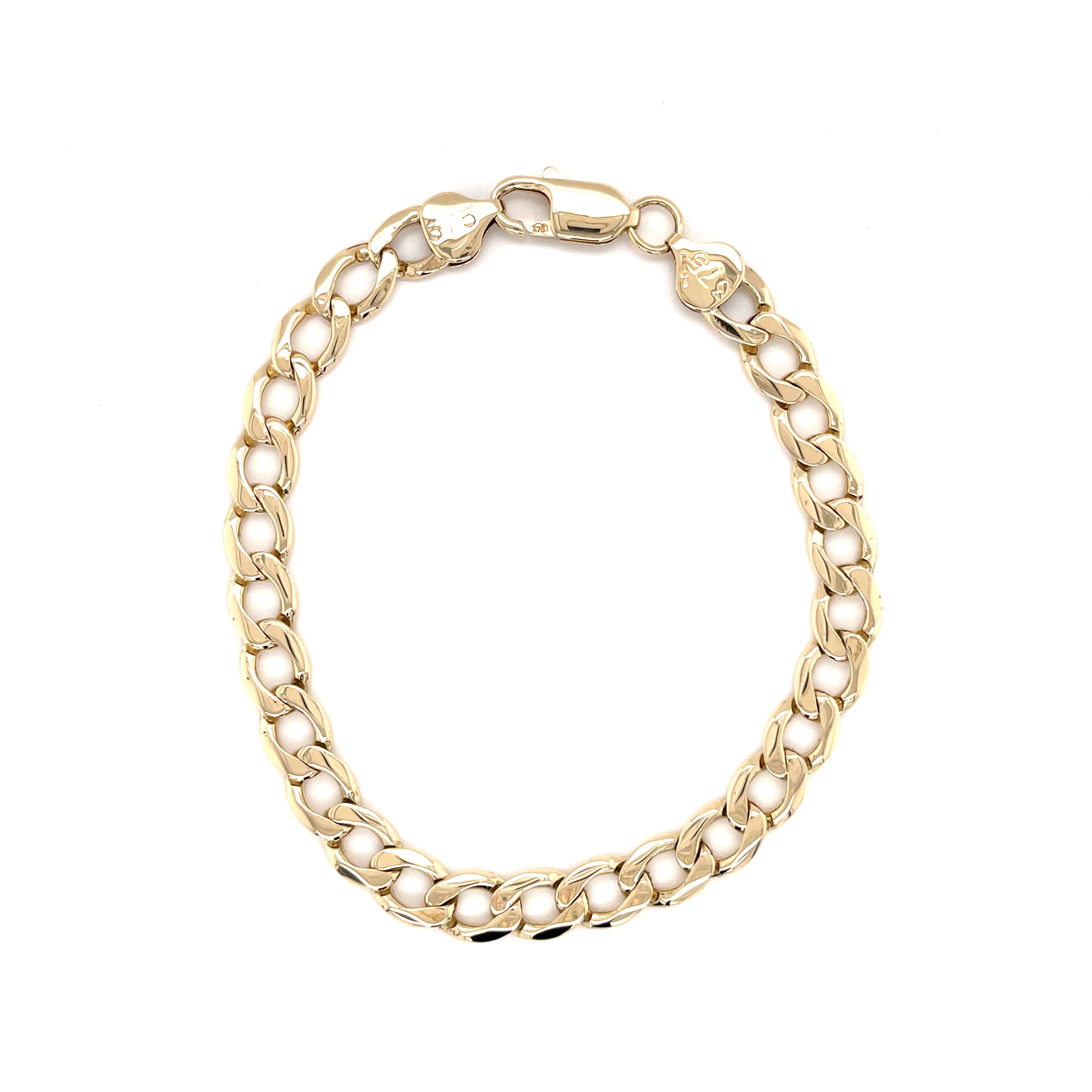 9ct Yellow Gold 8.5 Inch Curb Link Bracelet - 16.15g