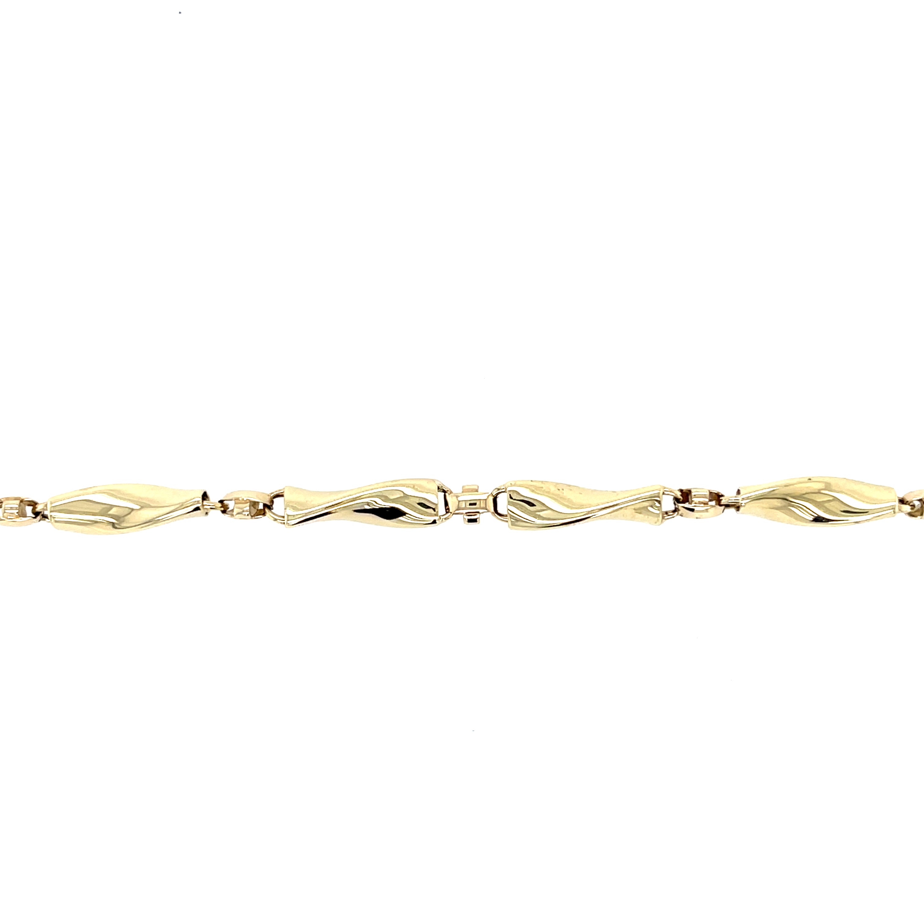 9ct Yellow Gold 8" Twisted Link Ladies Bracelet - 11.15g