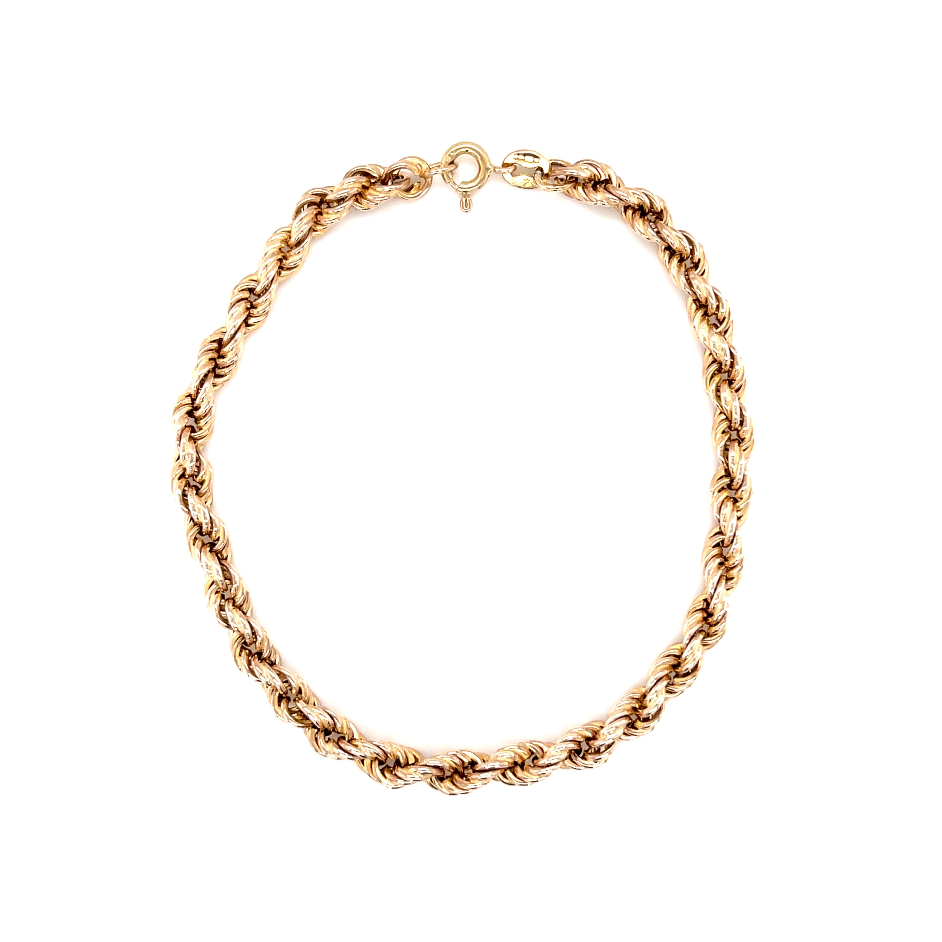 9ct Yellow Gold 7.5" Hollow Rope Bracelet - 5.55g SOLD