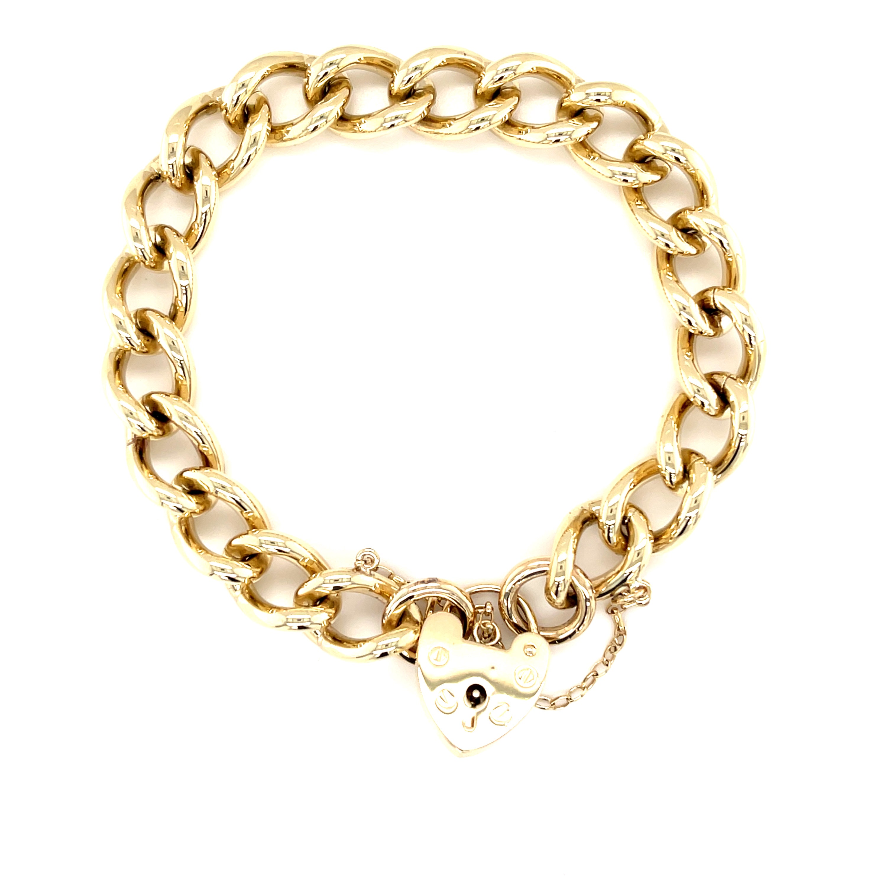 9ct Yellow Gold 7" Heavy Traditional Charm Bracelet - 46.76g