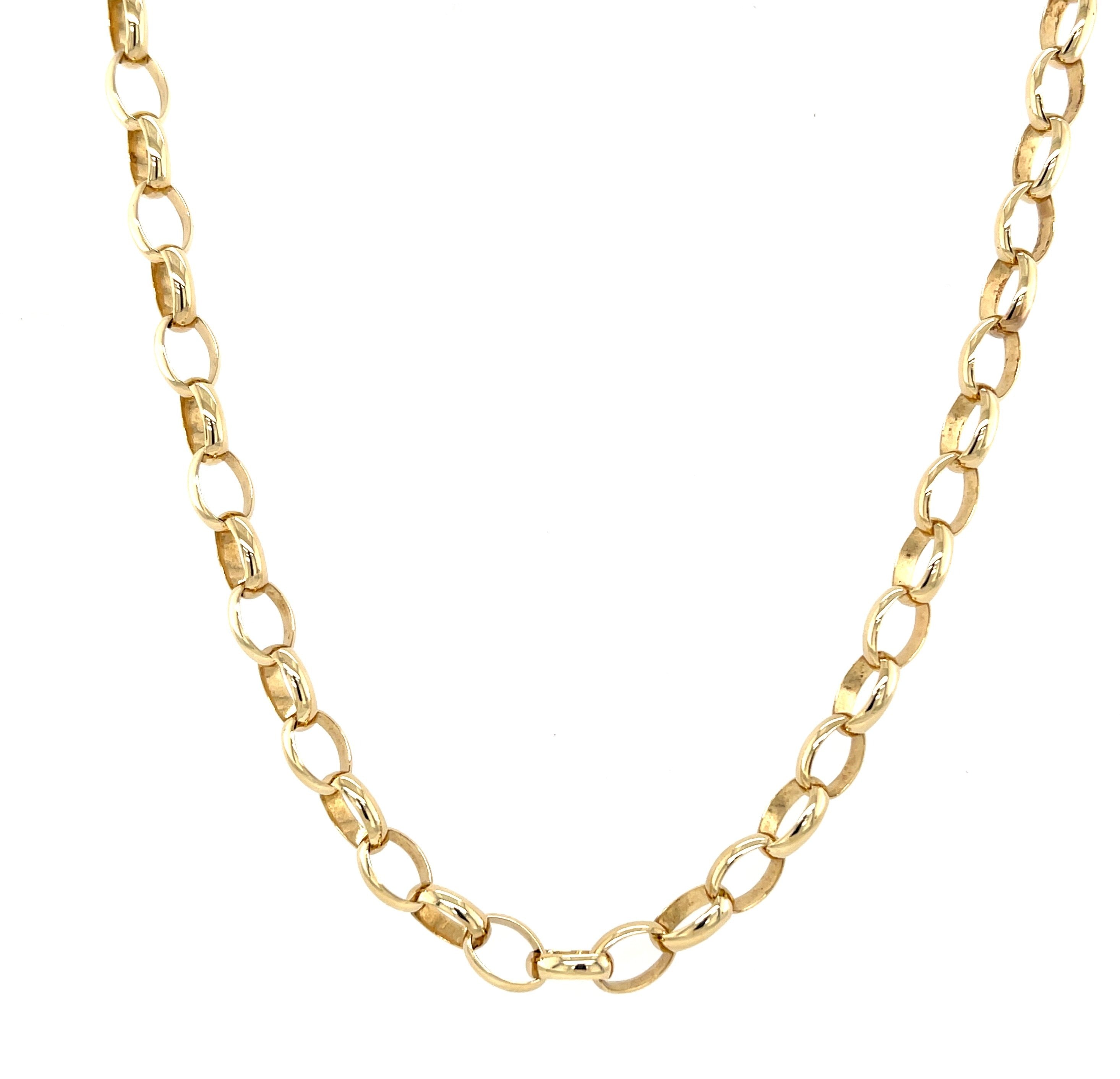 9ct Yellow Gold Oval Link 20 Inch Belcher Chain - 18.10g
