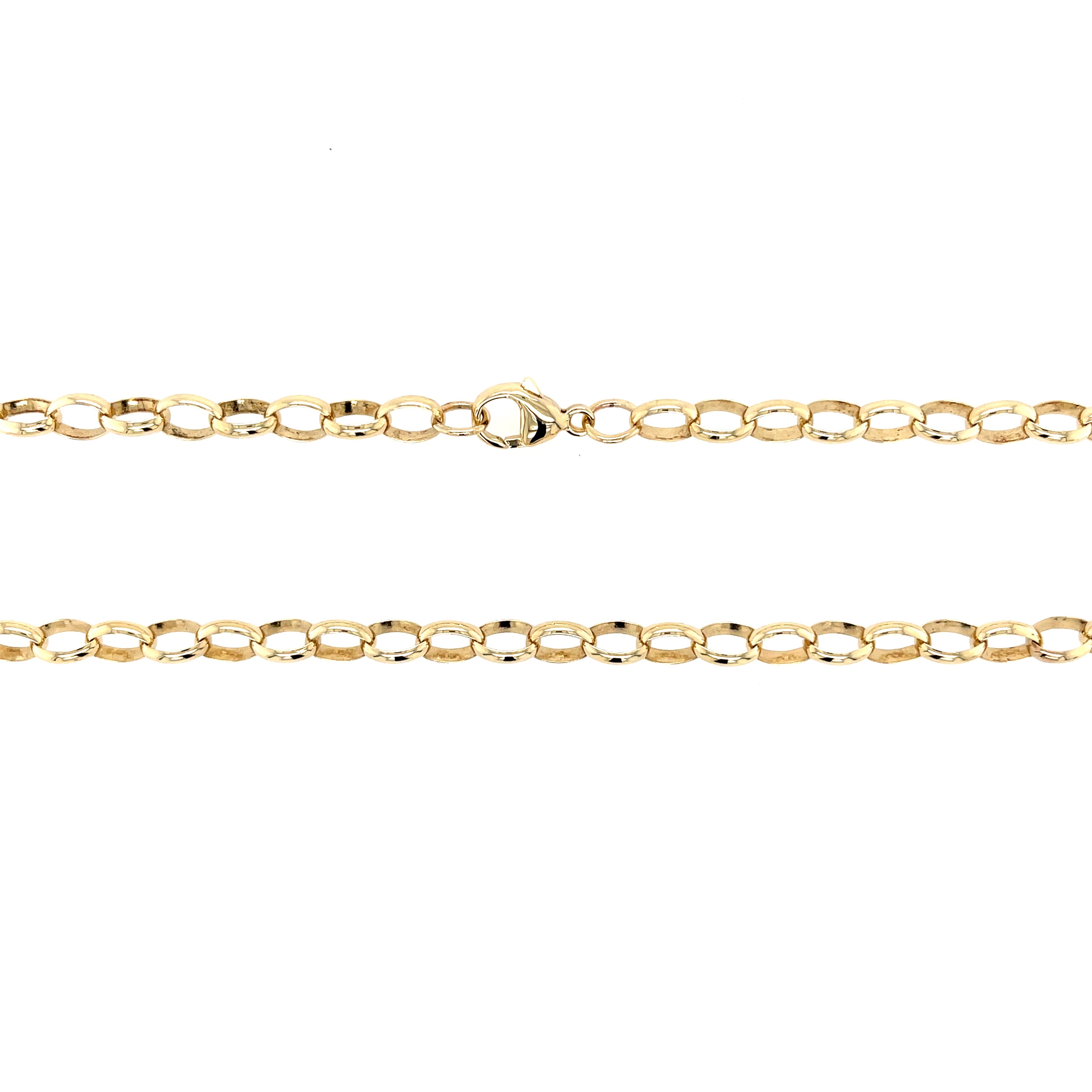 9ct Yellow Gold Oval Link 20 Inch Belcher Chain - 18.10g