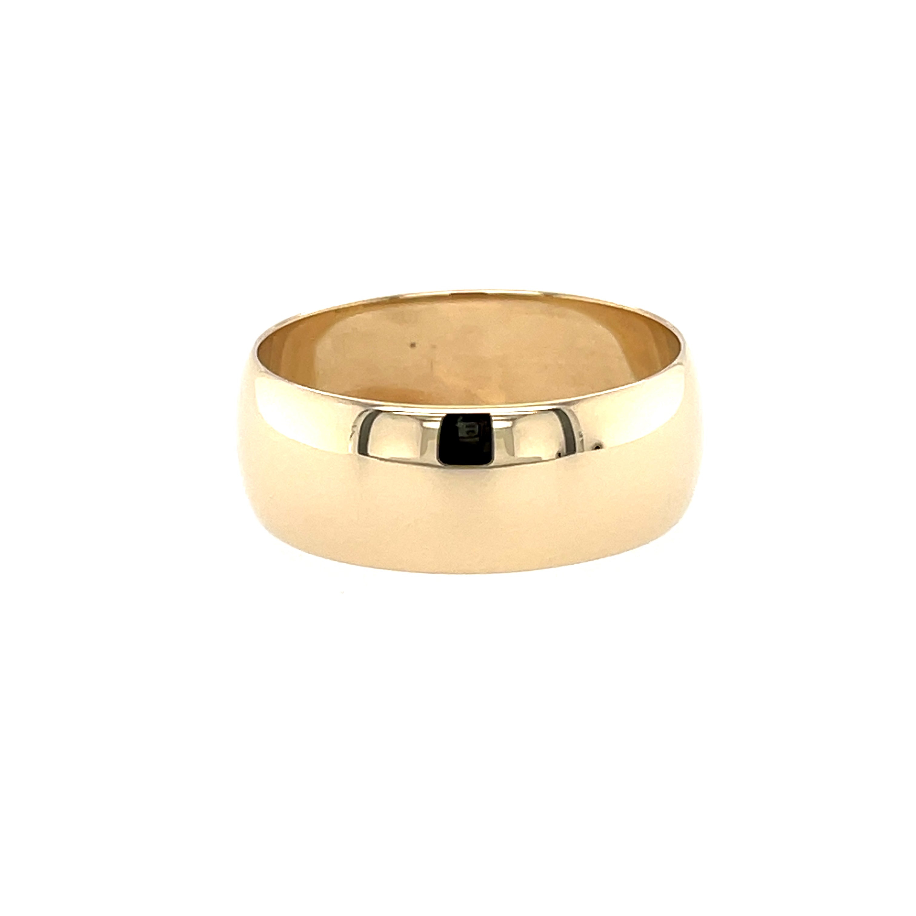 9ct Yellow Gold 8mm Wide Plain Wedding Band - Size V SOLD