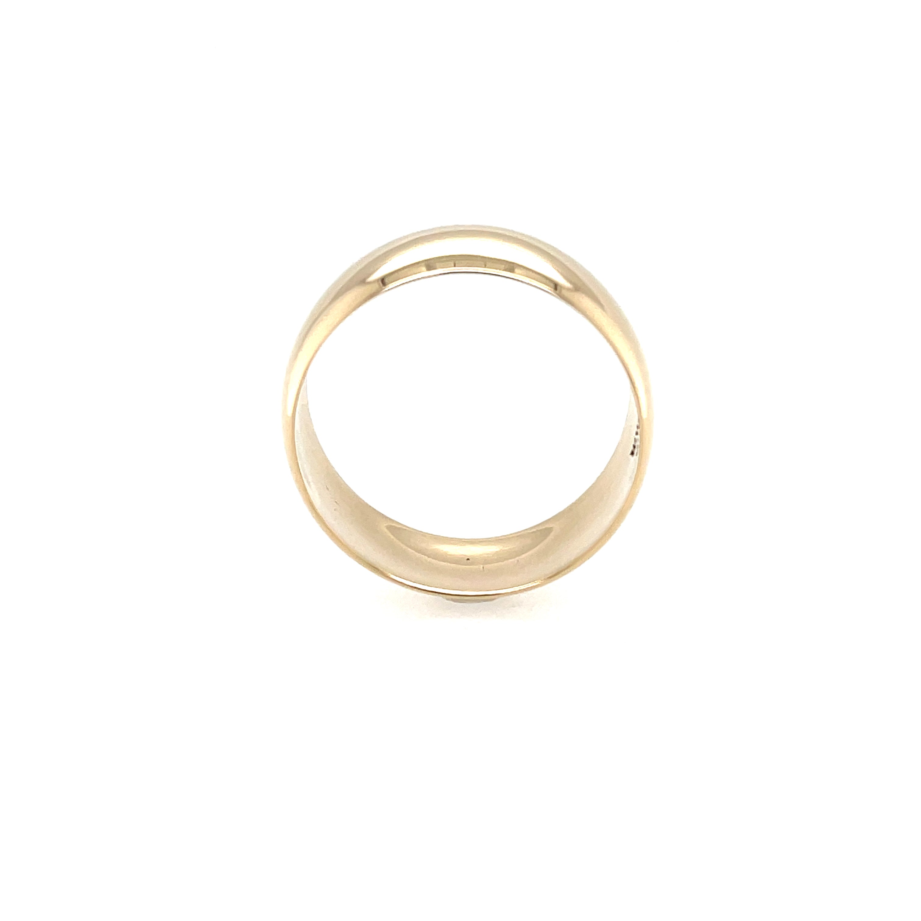 9ct Yellow Gold 8mm Wide Plain Wedding Band - Size V SOLD