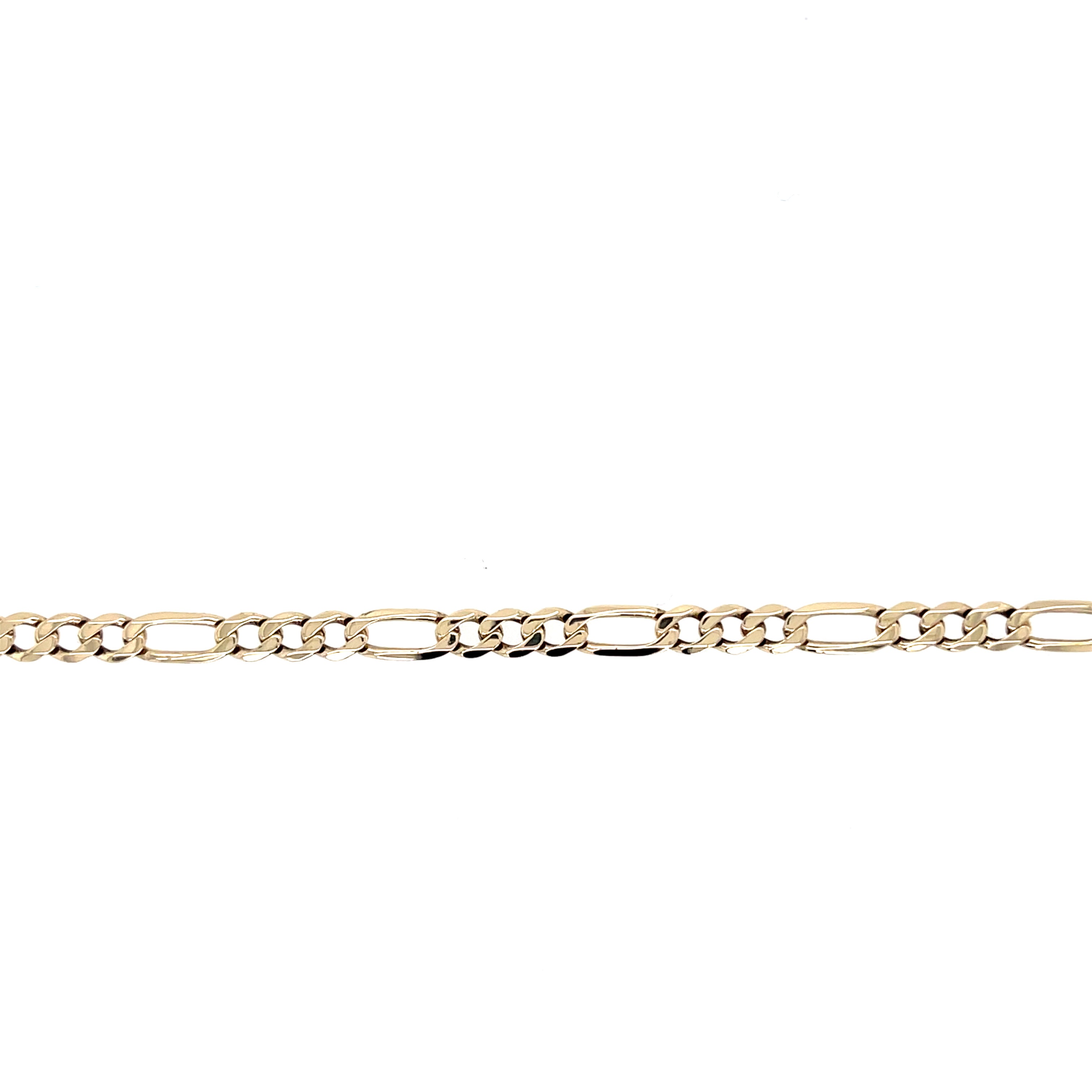 9ct Yellow Gold 7.5" Figaro Link Bracelet - 3.60g SOLD