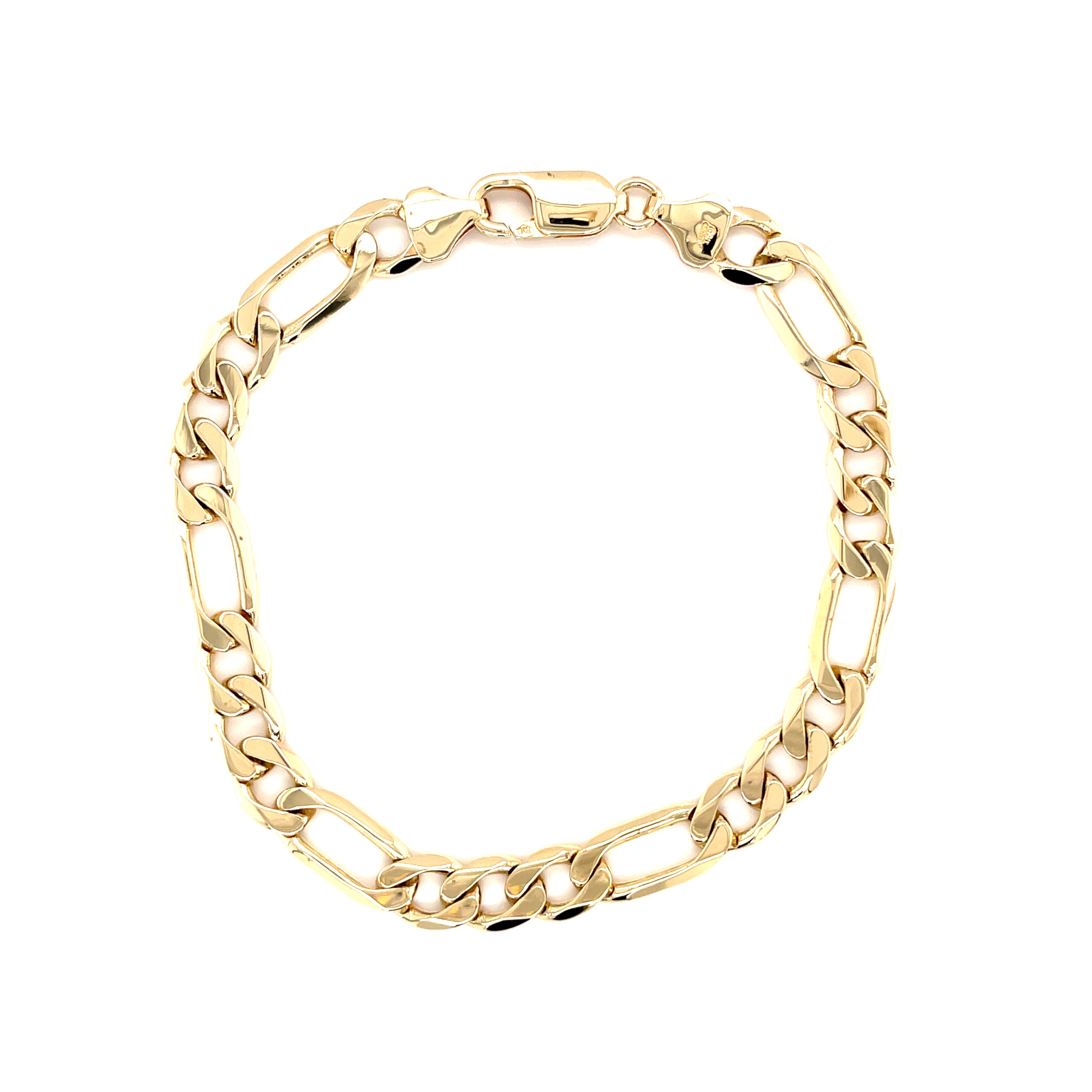9ct Yellow Gold 8.5 Inch Figaro Link Bracelet - 16.00g