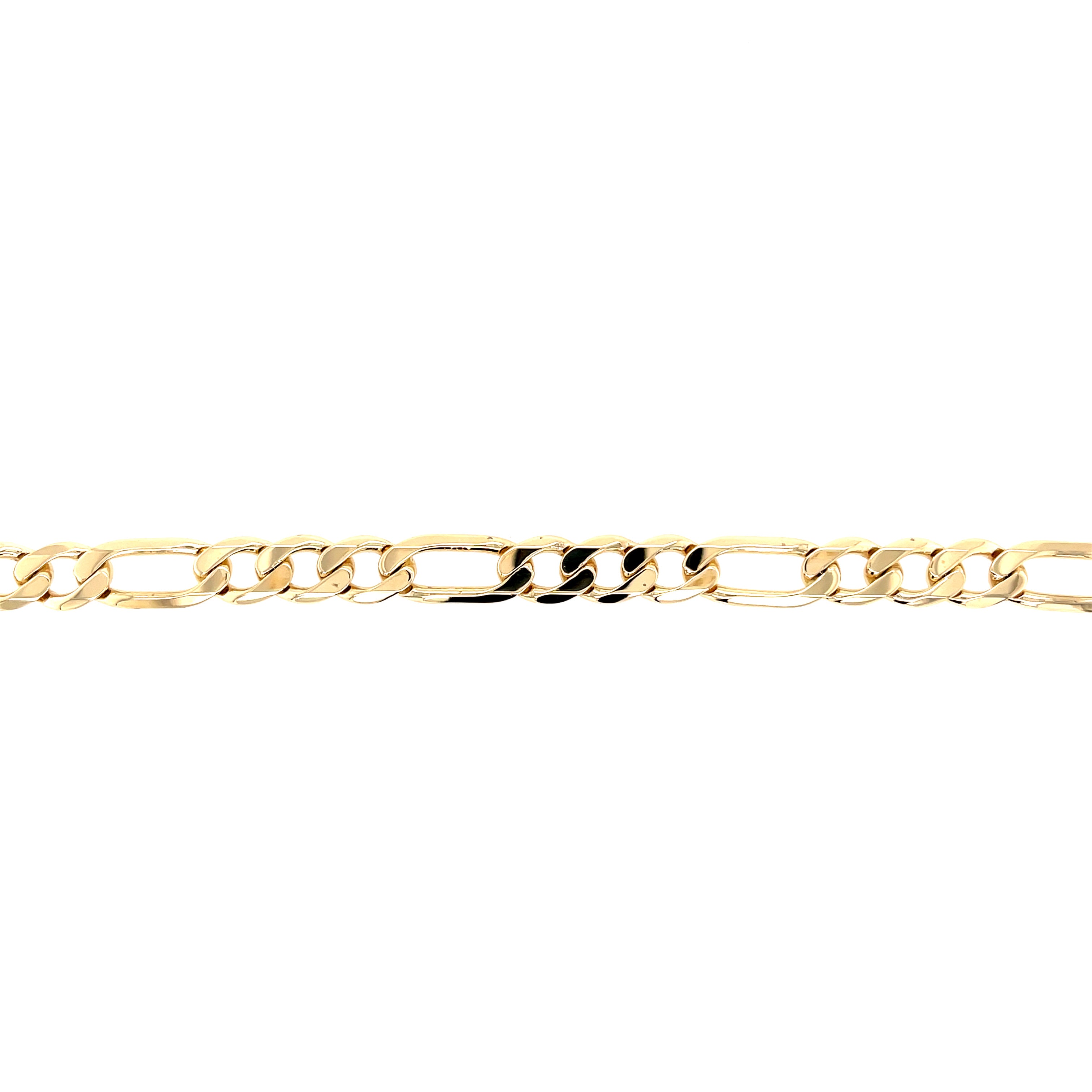 9ct Yellow Gold 8.5 Inch Figaro Link Bracelet - 16.00g