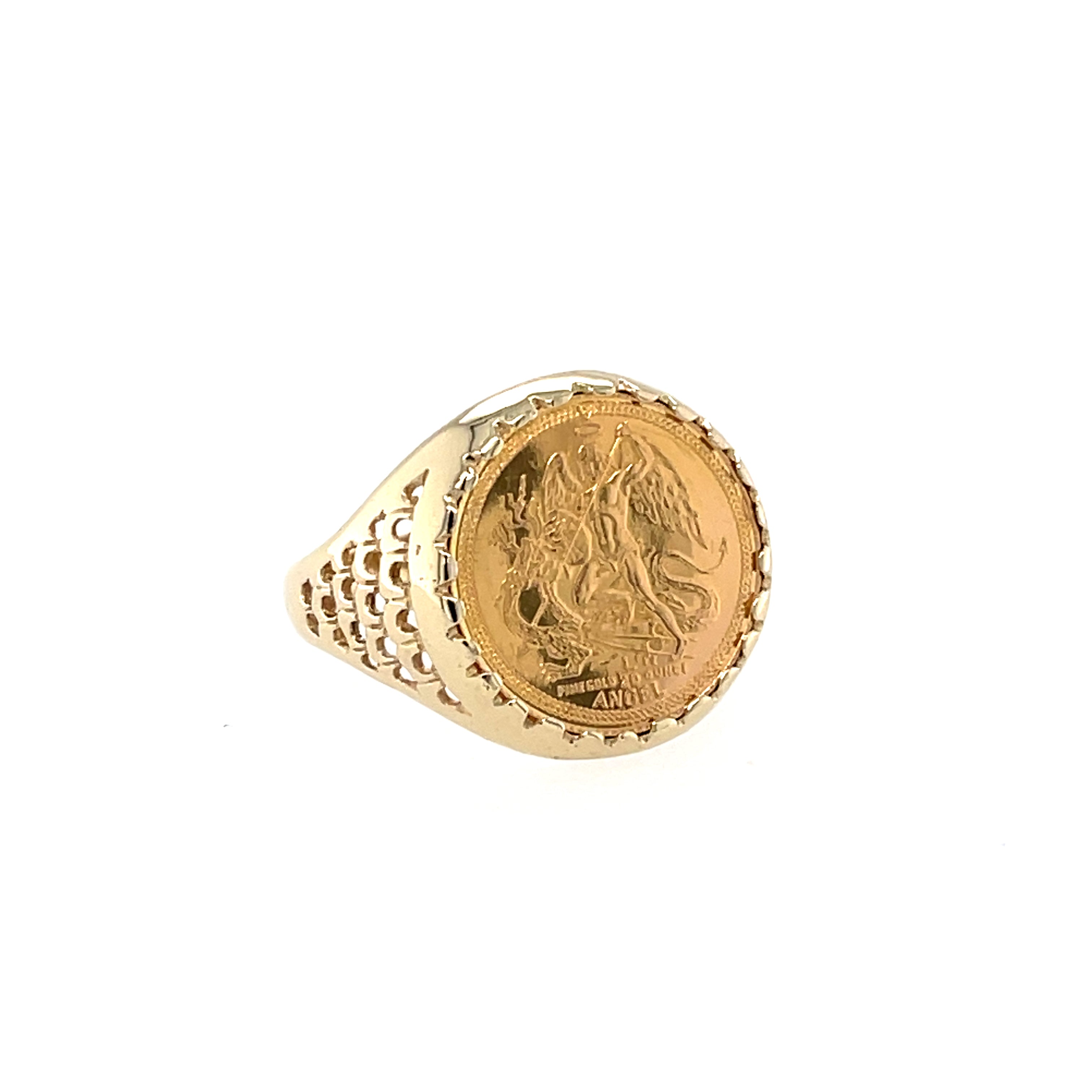 1/20 Ounce Isle Of Man Angel Gold Coin Ring 1988 SOLD
