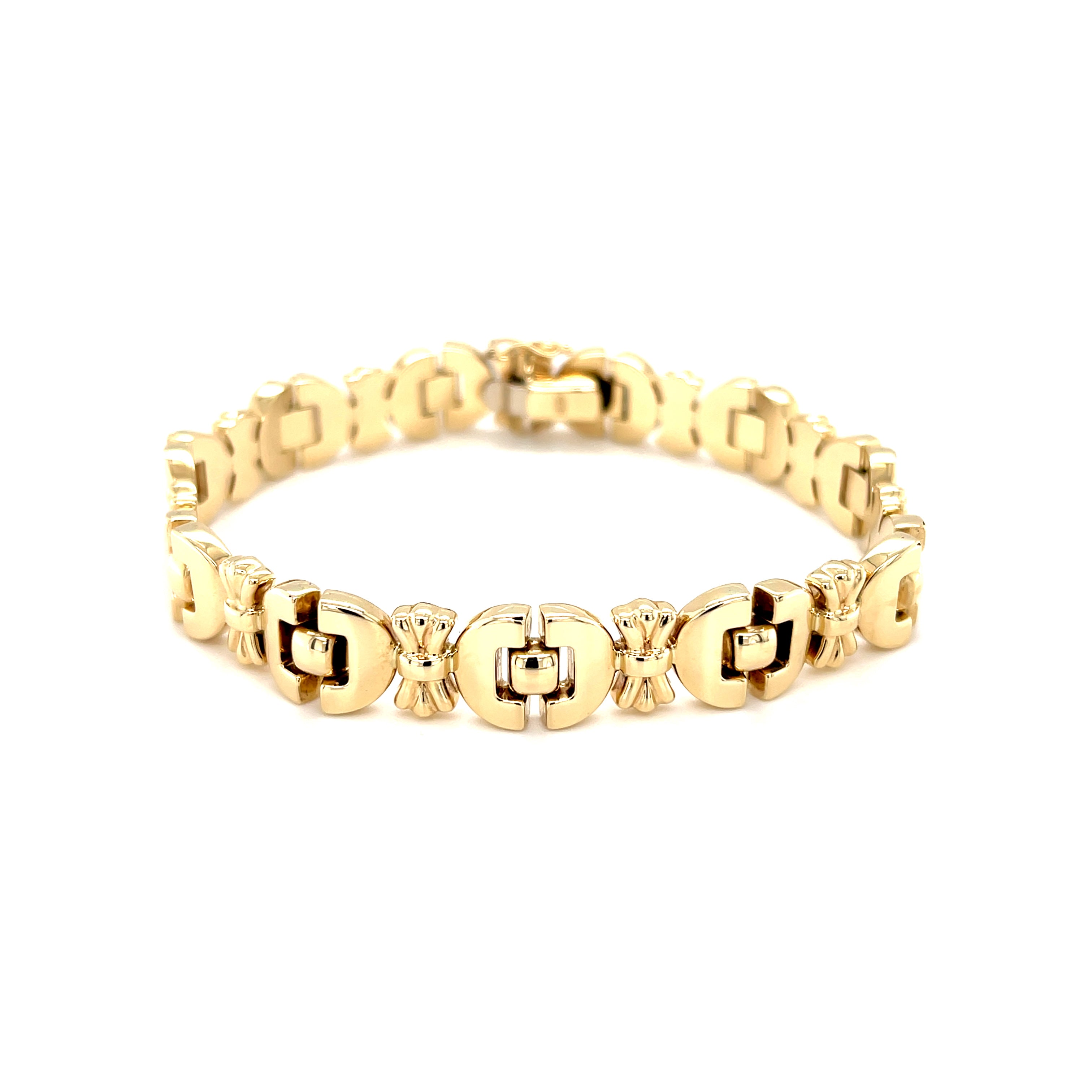 9ct Yellow Gold 7.5" Fancy Bow Link Ladies Bracelet - 15.30 SOLD