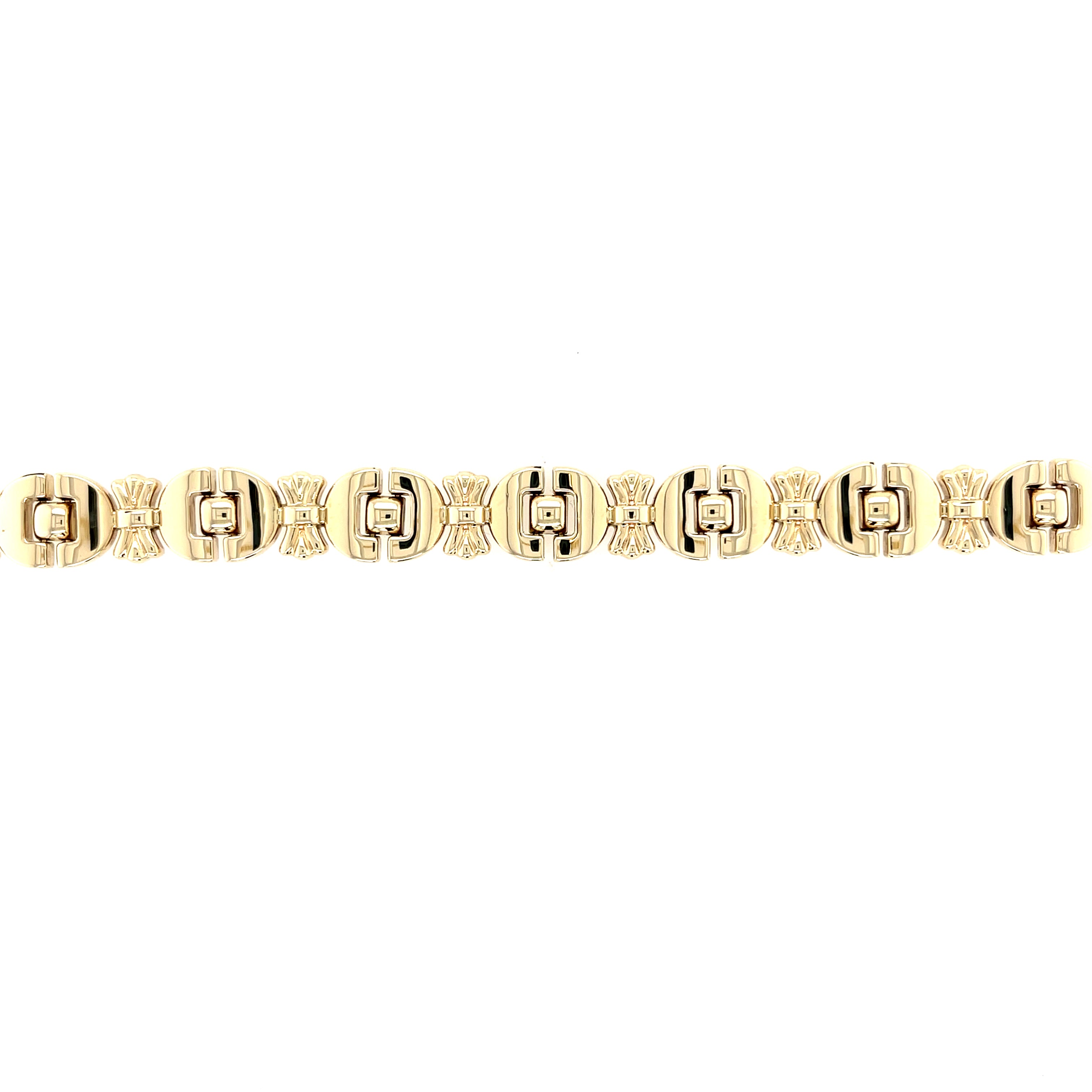 9ct Yellow Gold 7.5" Fancy Bow Link Ladies Bracelet - 15.30 SOLD