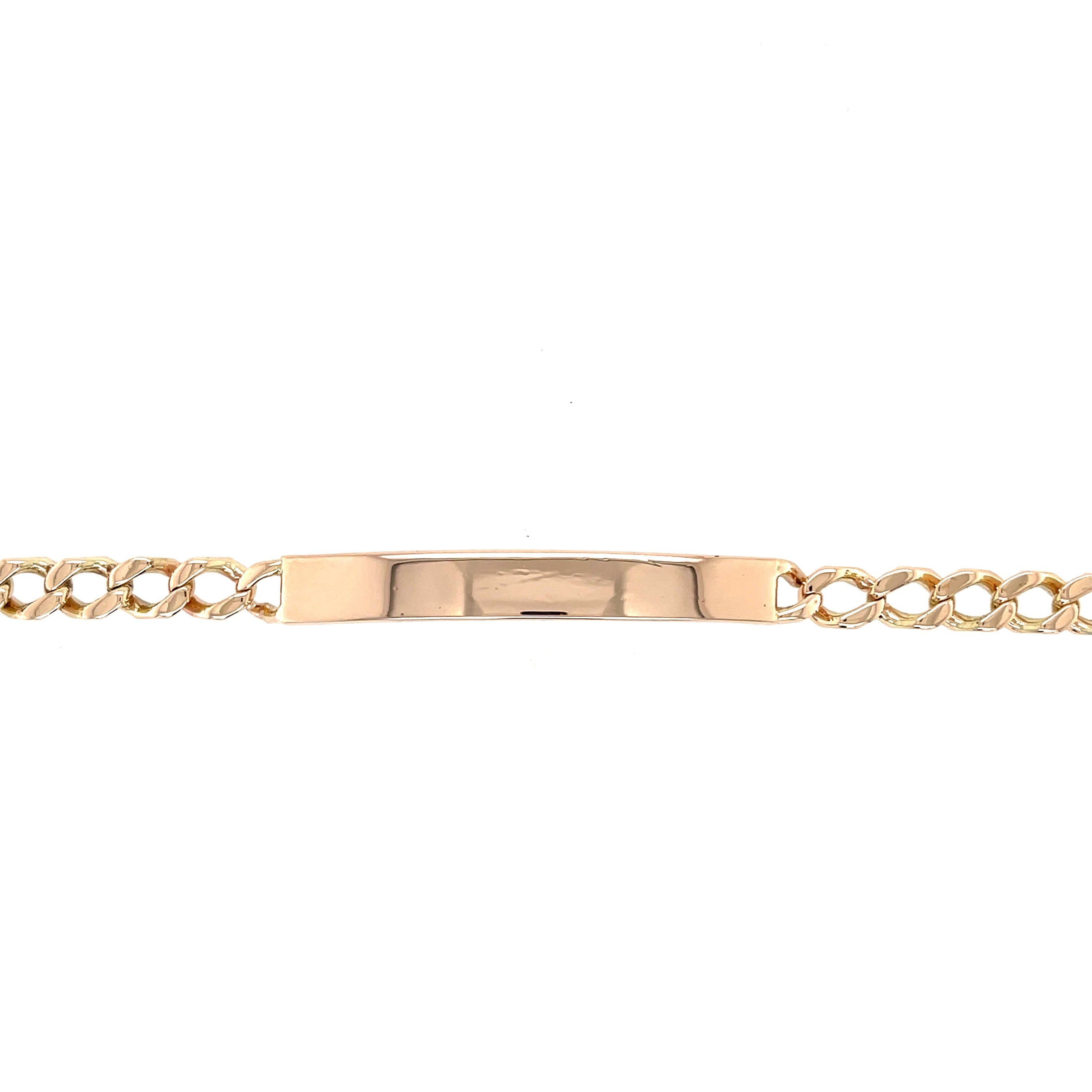 9ct Yellow Gold 9.5" Curb Link Identity Bracelet - 16.30g