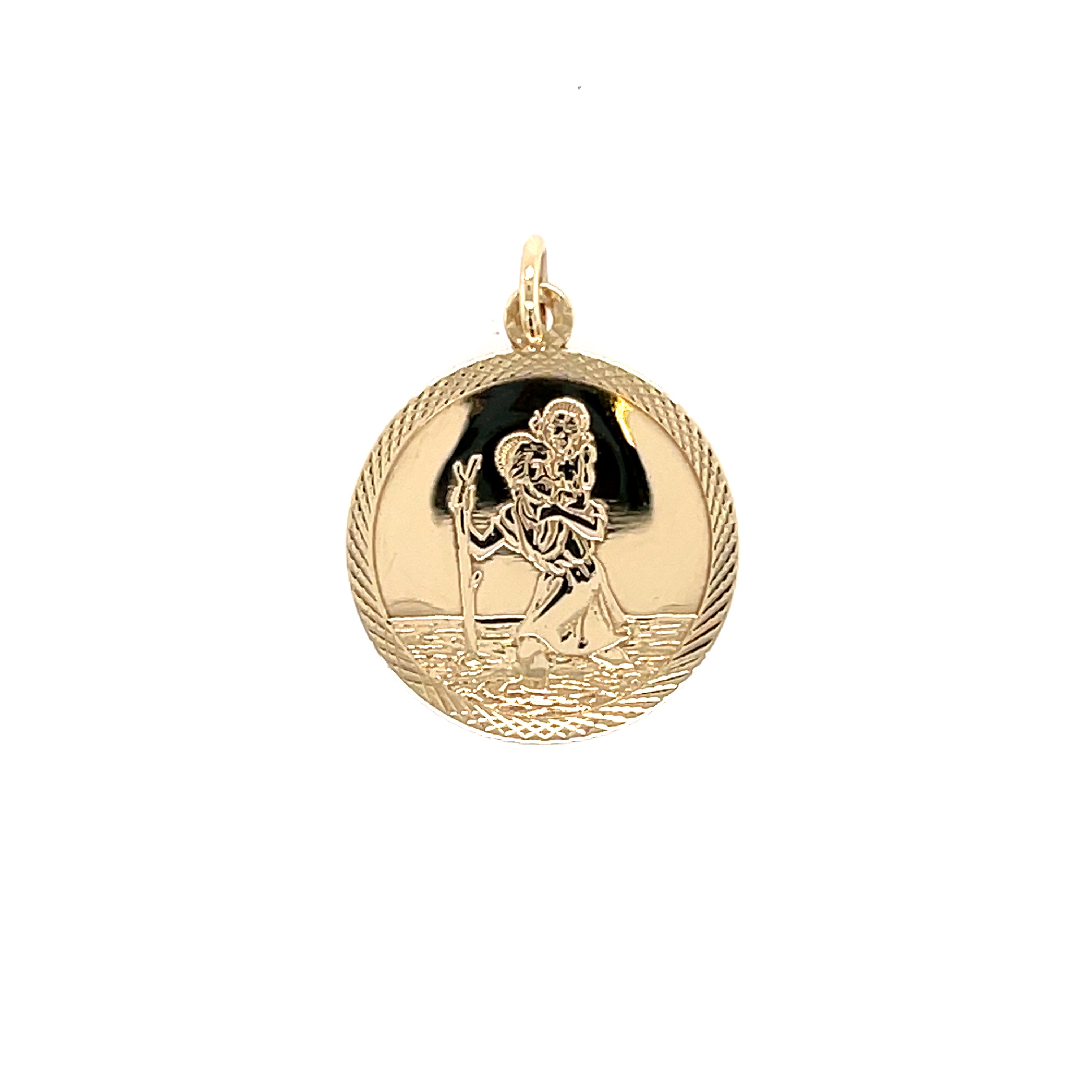 9ct Yellow Gold Round St Christopher Pendant - 1.30g SOLD