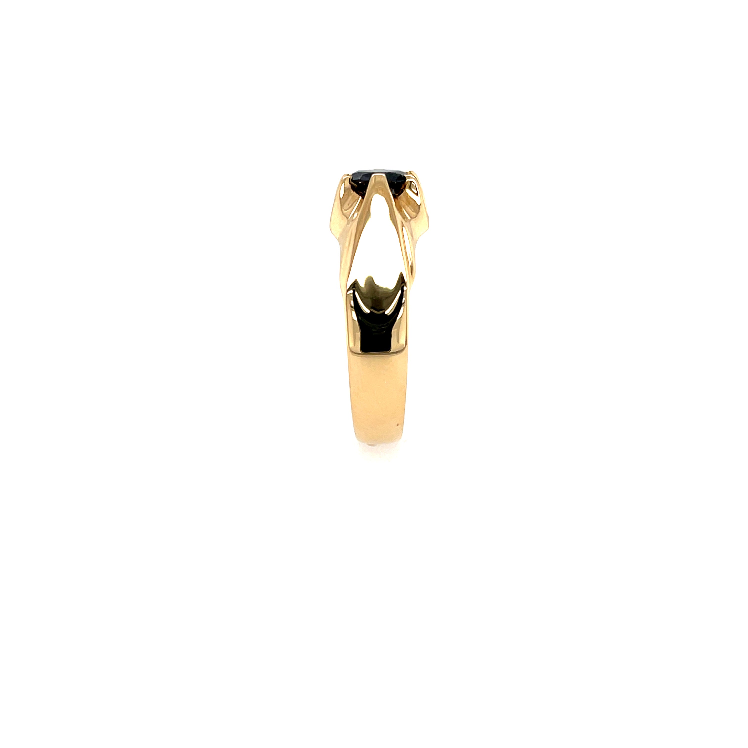 18ct Yellow Gold 0.75ct Black Diamond Solitaire Gypsy Ring