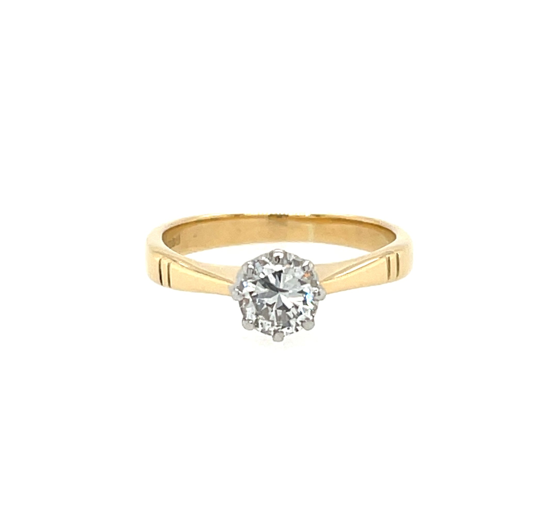 18ct Yellow Gold 0.50ct Round Cut Diamond Solitaire Engagement Ring