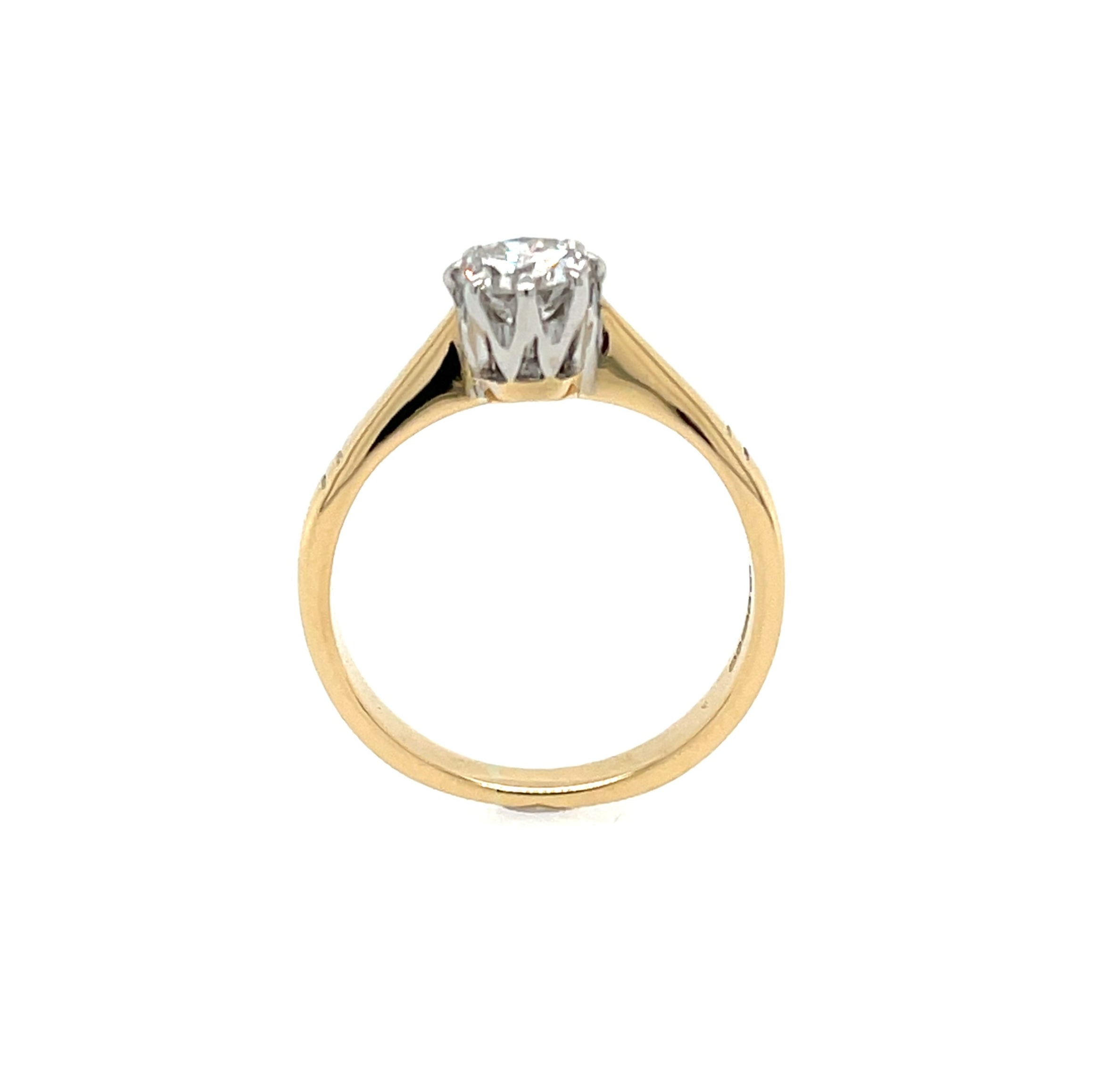 18ct Yellow Gold 0.50ct Round Cut Diamond Solitaire Engagement Ring