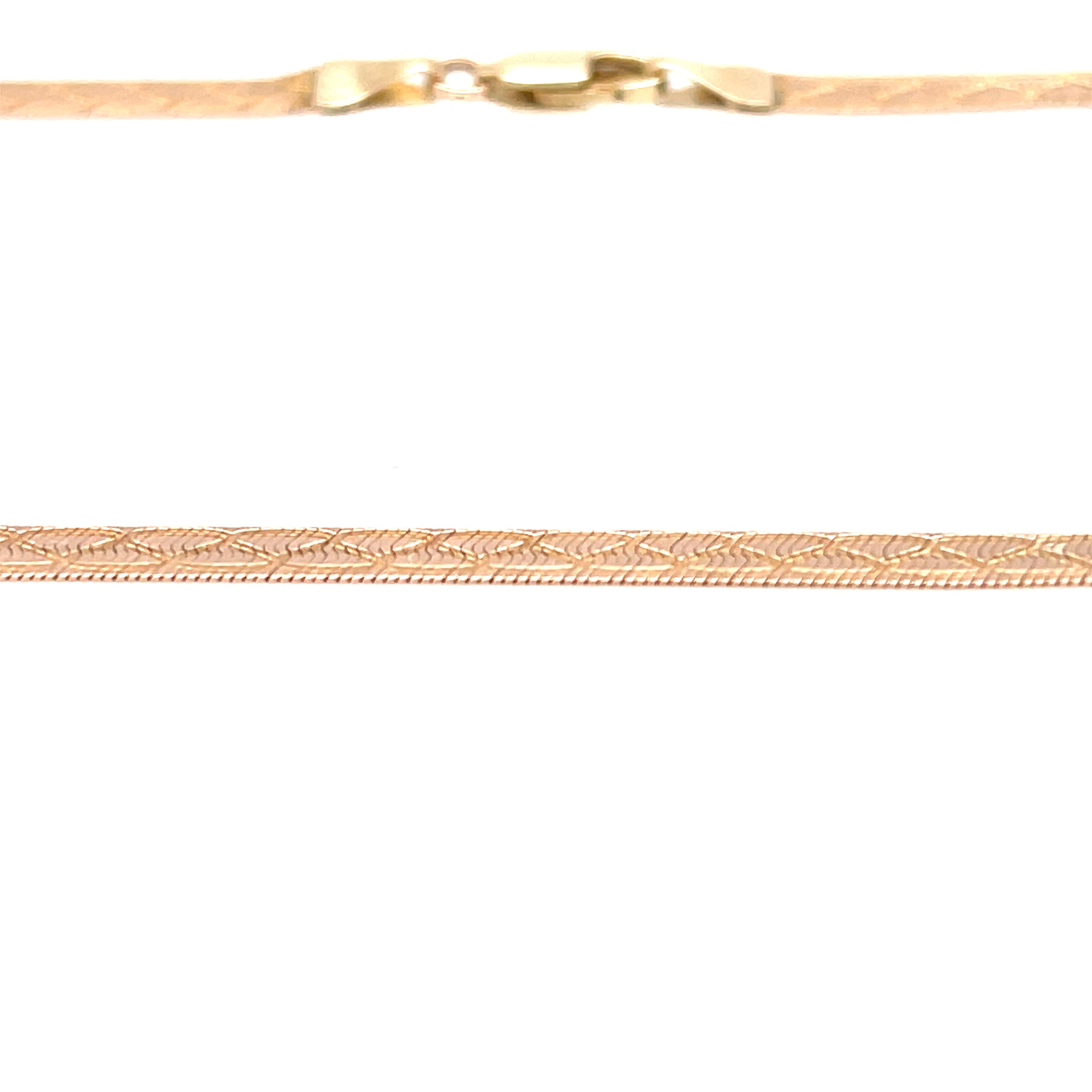 9ct Yellow Gold 16" Patterned Herringbone Link Necklace - 5.30g SOLD