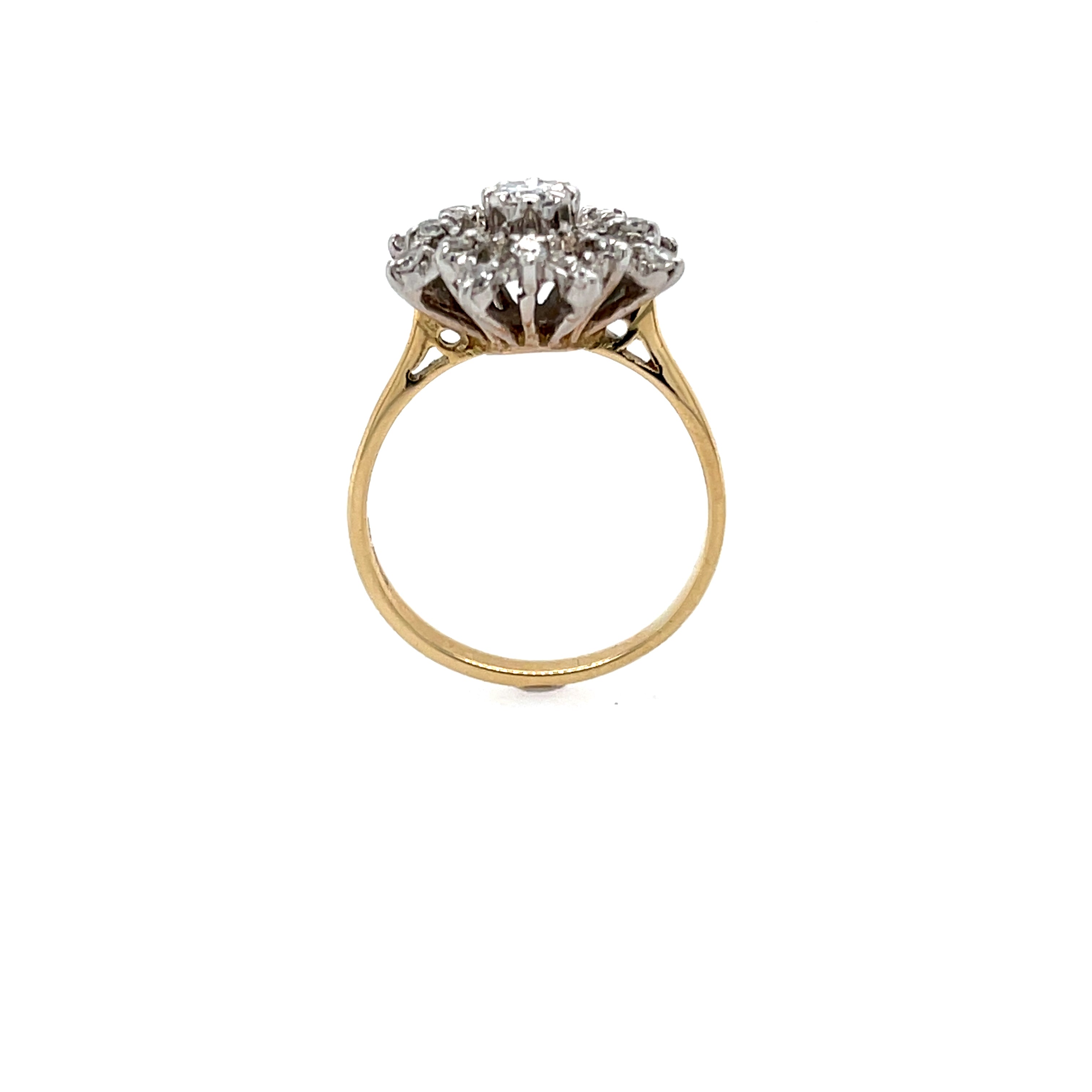 18ct Yellow Gold 0.35ct Diamond Snowflake Cluster Ring