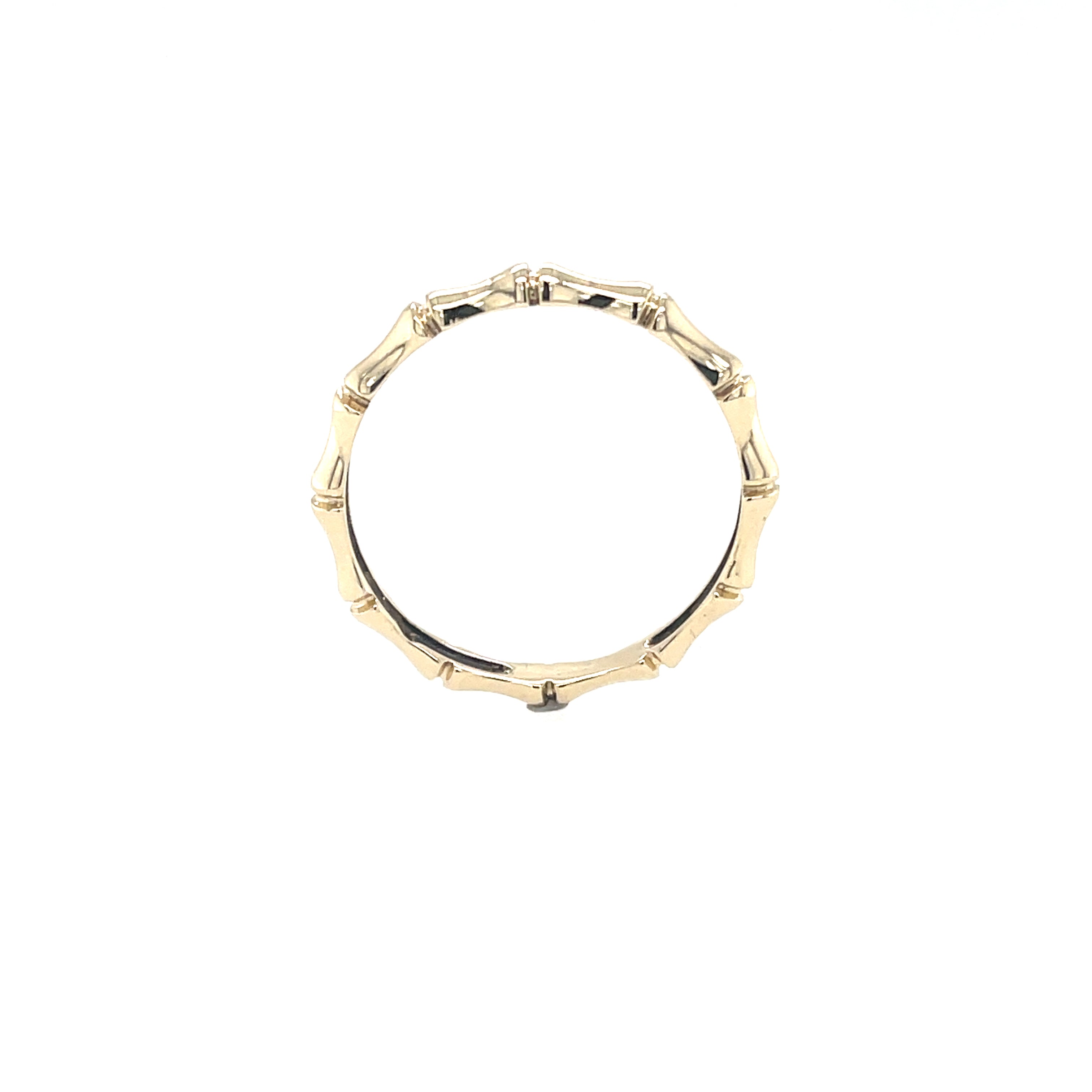 9ct Yellow Gold Bamboo Band Ring Size P SOLD